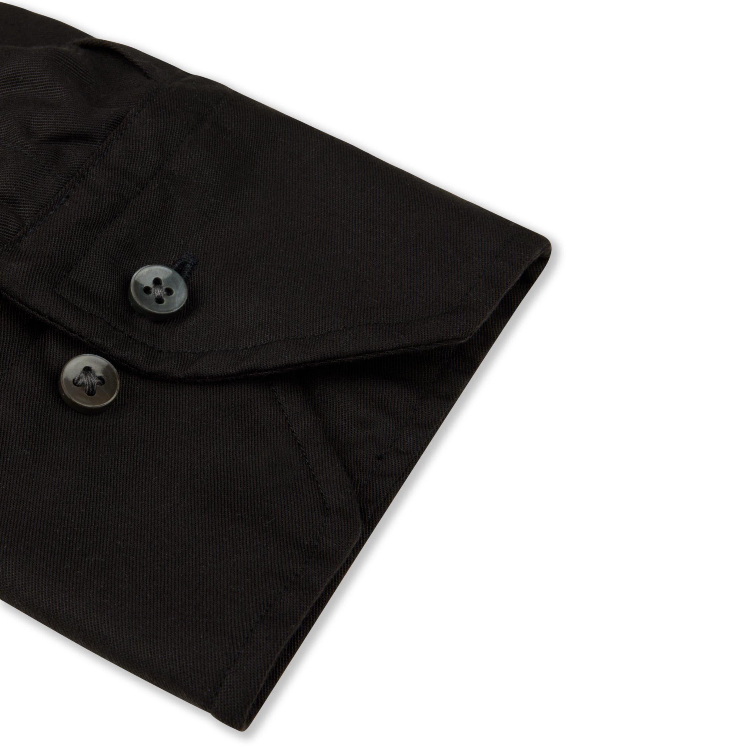 Black Solid Lyocell Slimline Casual Shirt - Stenströms