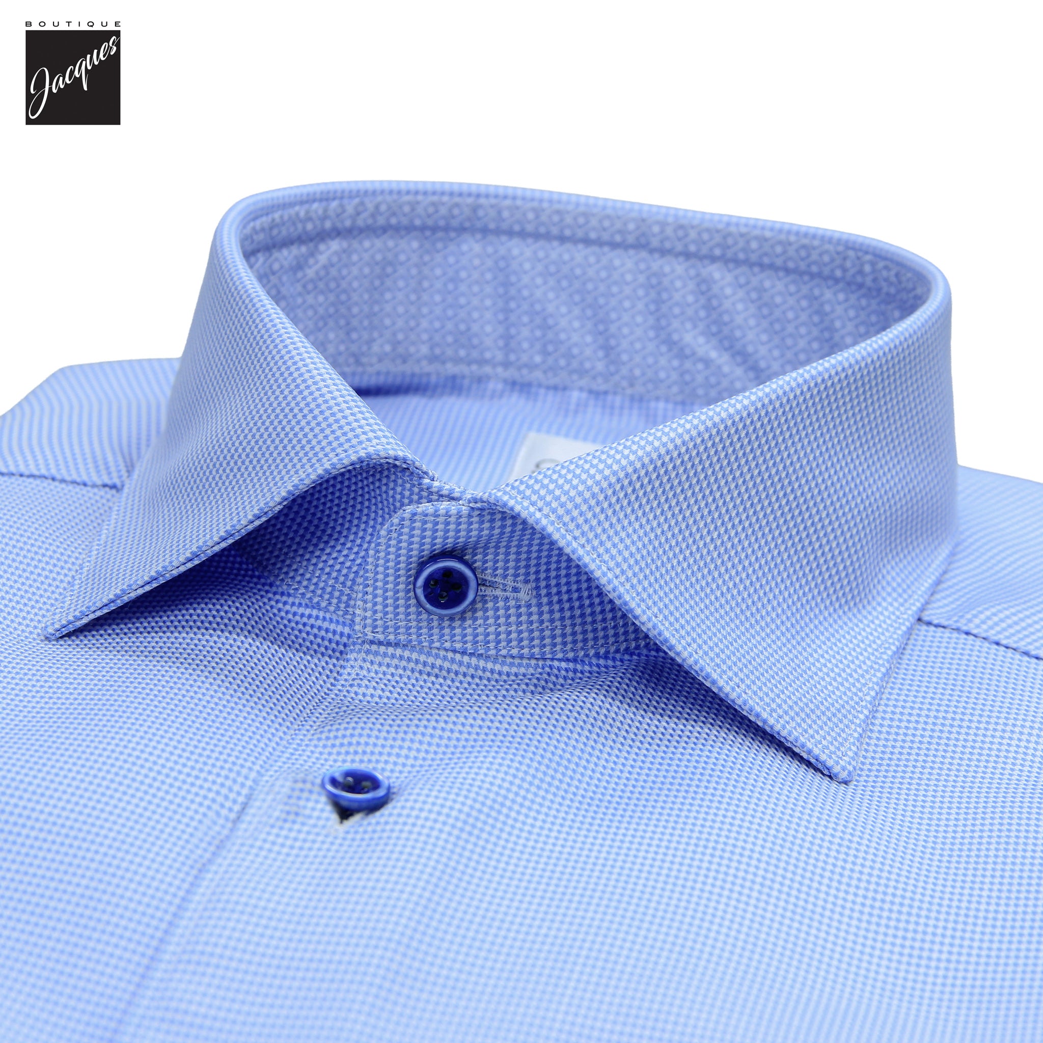 Blue Twill Slimline Shirt w/ Contrast - Stenströms - Boutique Jacques International