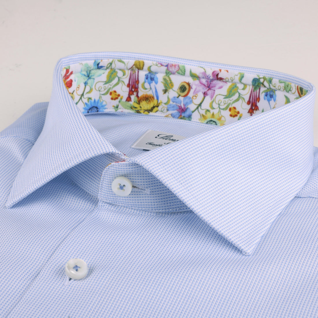Light Blue Contrast Oxford Slimline Shirt - Stenströms - Boutique Jacques International