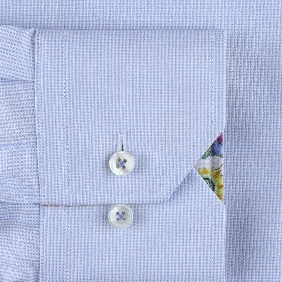 Light Blue Contrast Oxford Slimline Shirt - Stenströms - Boutique Jacques International
