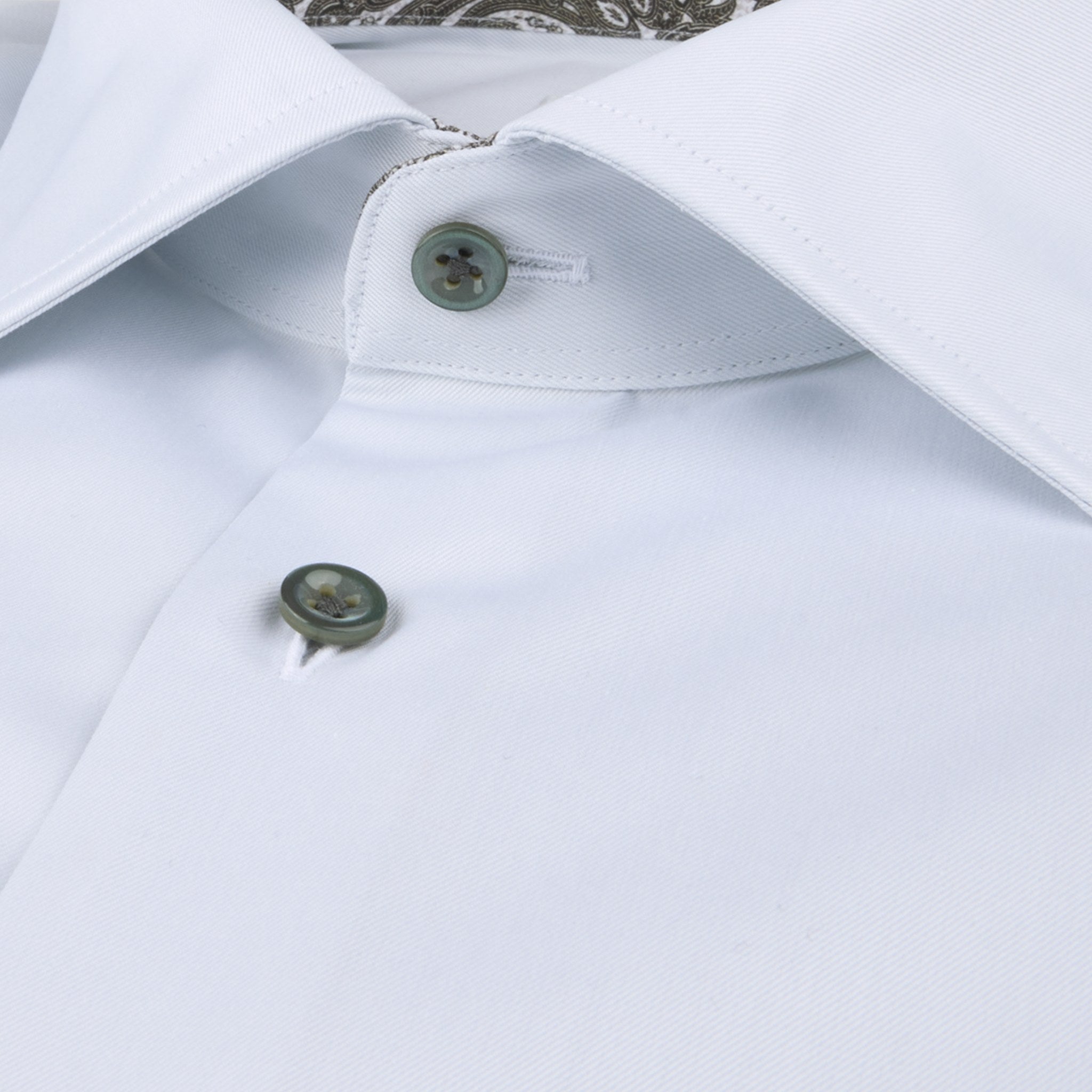 Gray w/ Contrast Twofold Cotton Slimline Shirt - Stenströms