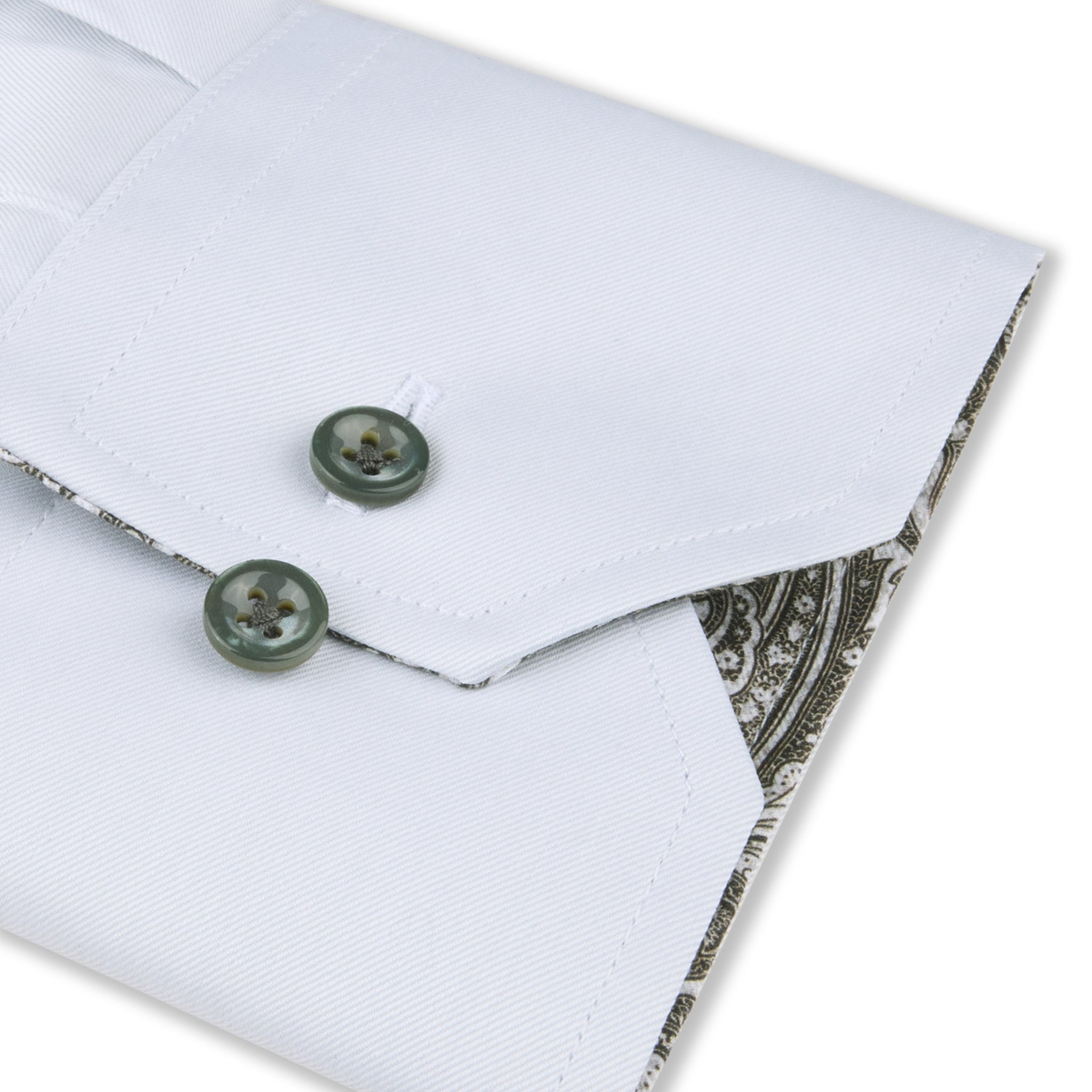 Gray w/ Contrast Twofold Cotton Slimline Shirt - Stenströms