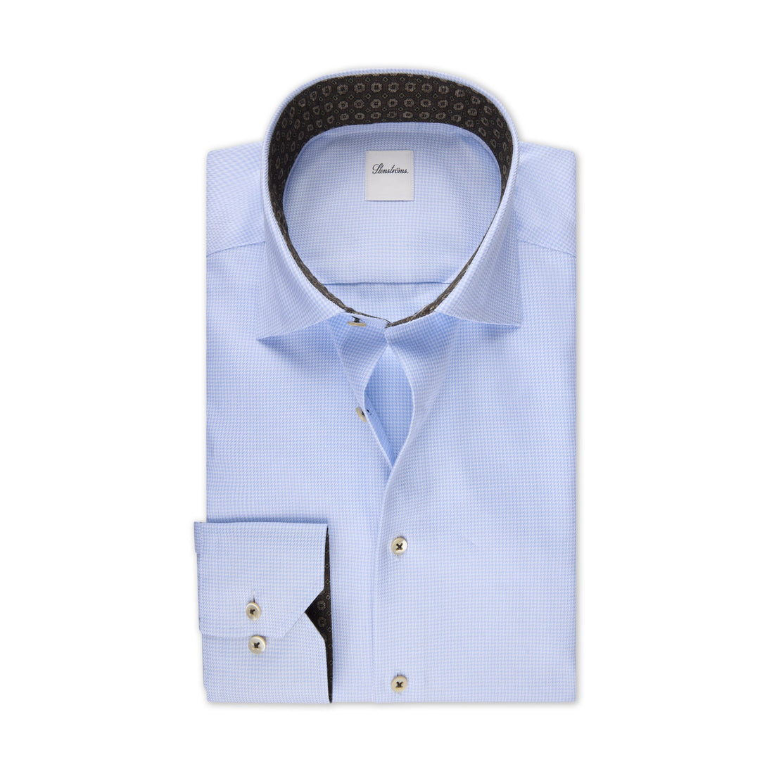 Light Blue Twill Slimline Shirt w/ Contrast - Stenströms