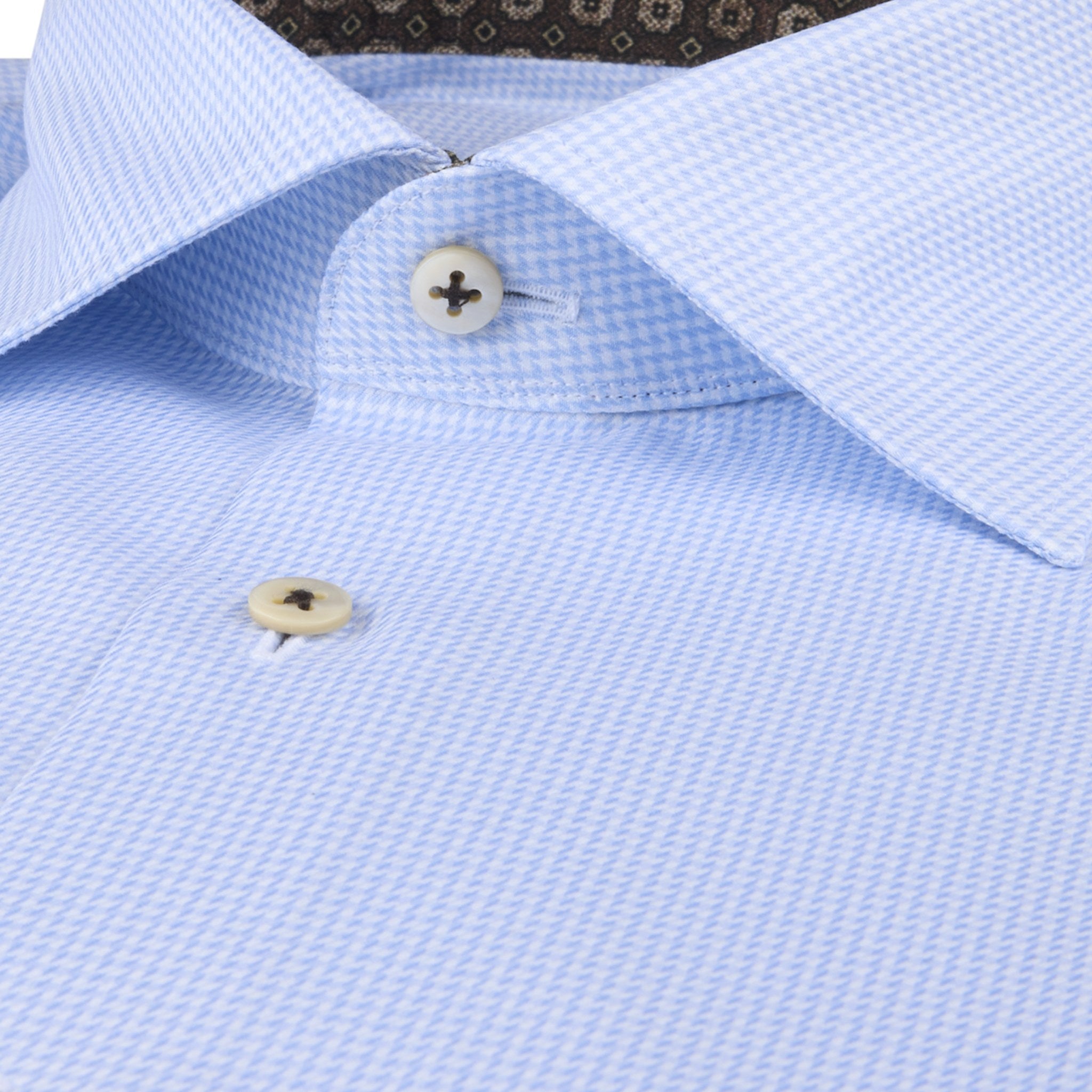 Light Blue Twill Slimline Shirt w/ Contrast - Stenströms