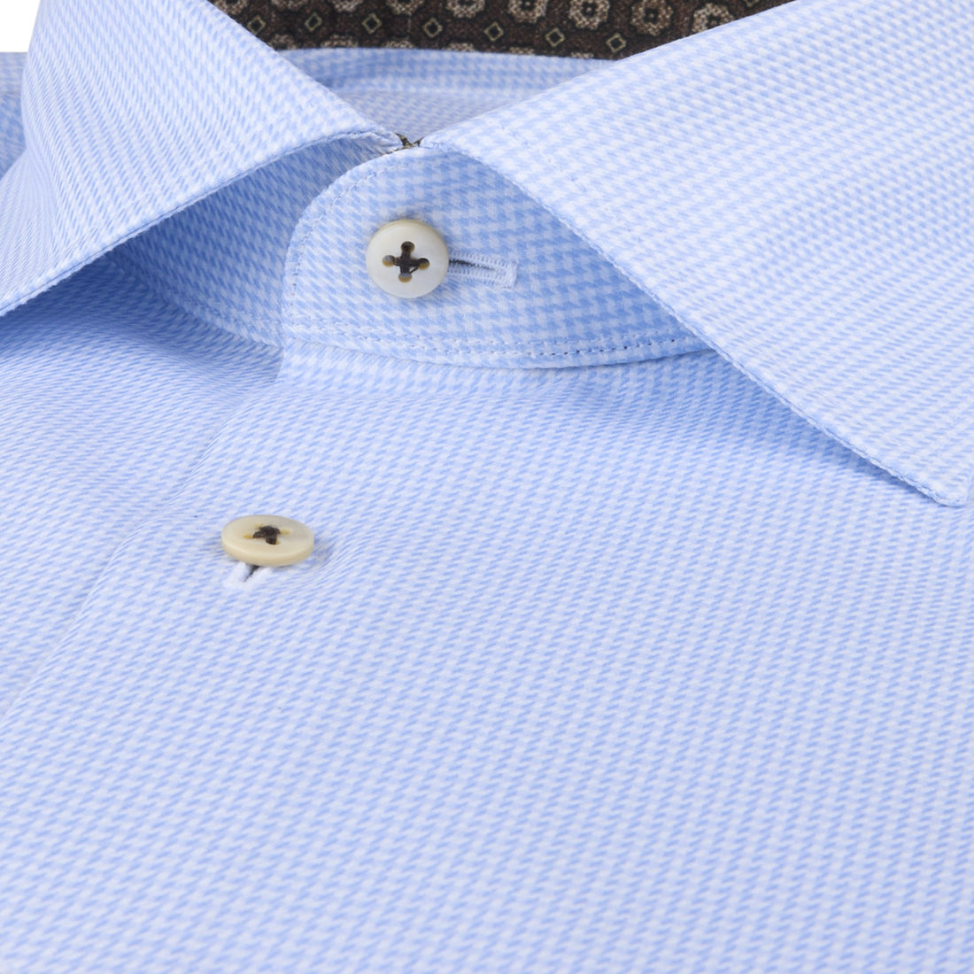 Light Blue Twill Slimline Shirt w/ Contrast - Stenströms