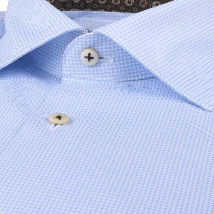 Light Blue Twill Slimline Shirt w/ Contrast - Stenströms