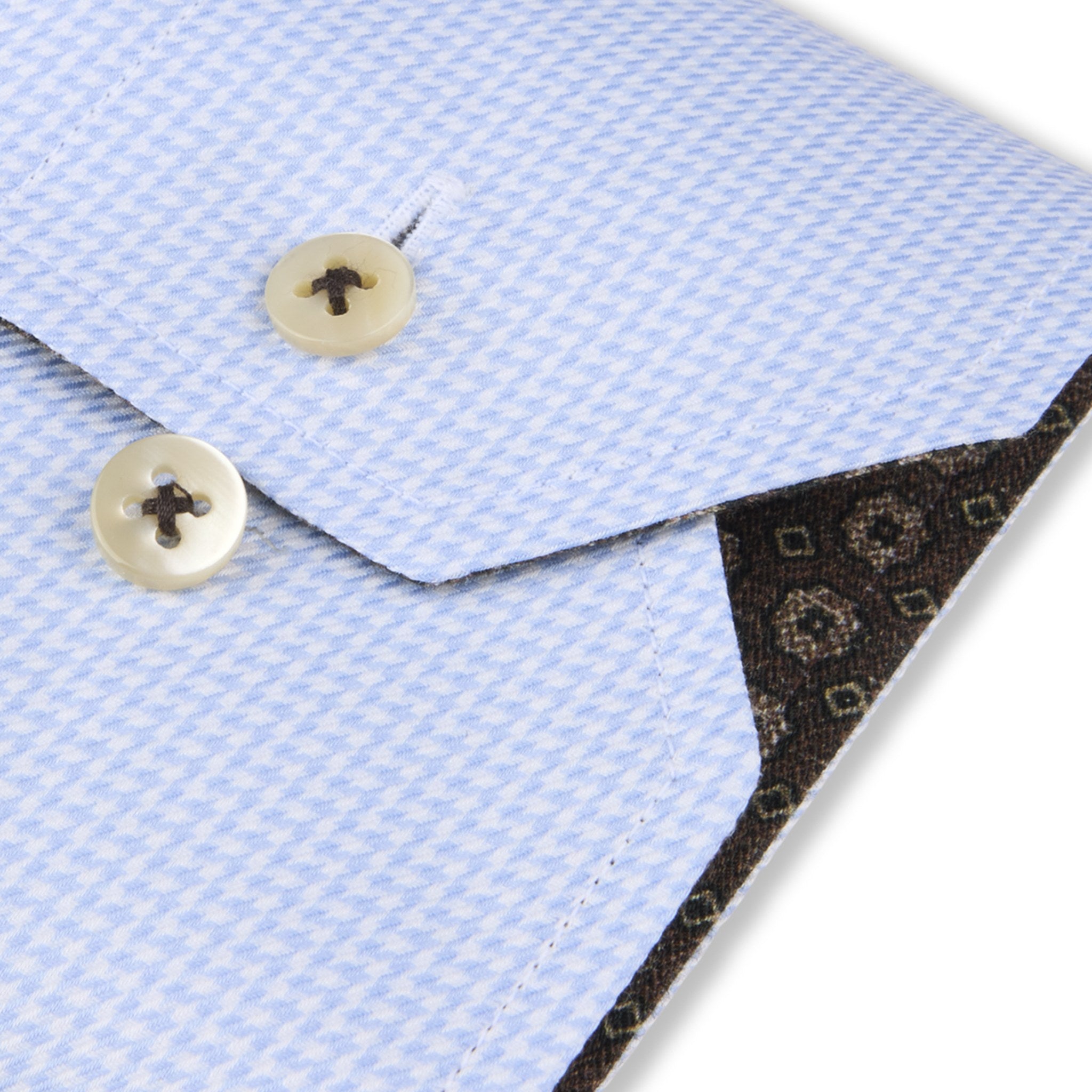 Light Blue Twill Slimline Shirt w/ Contrast - Stenströms