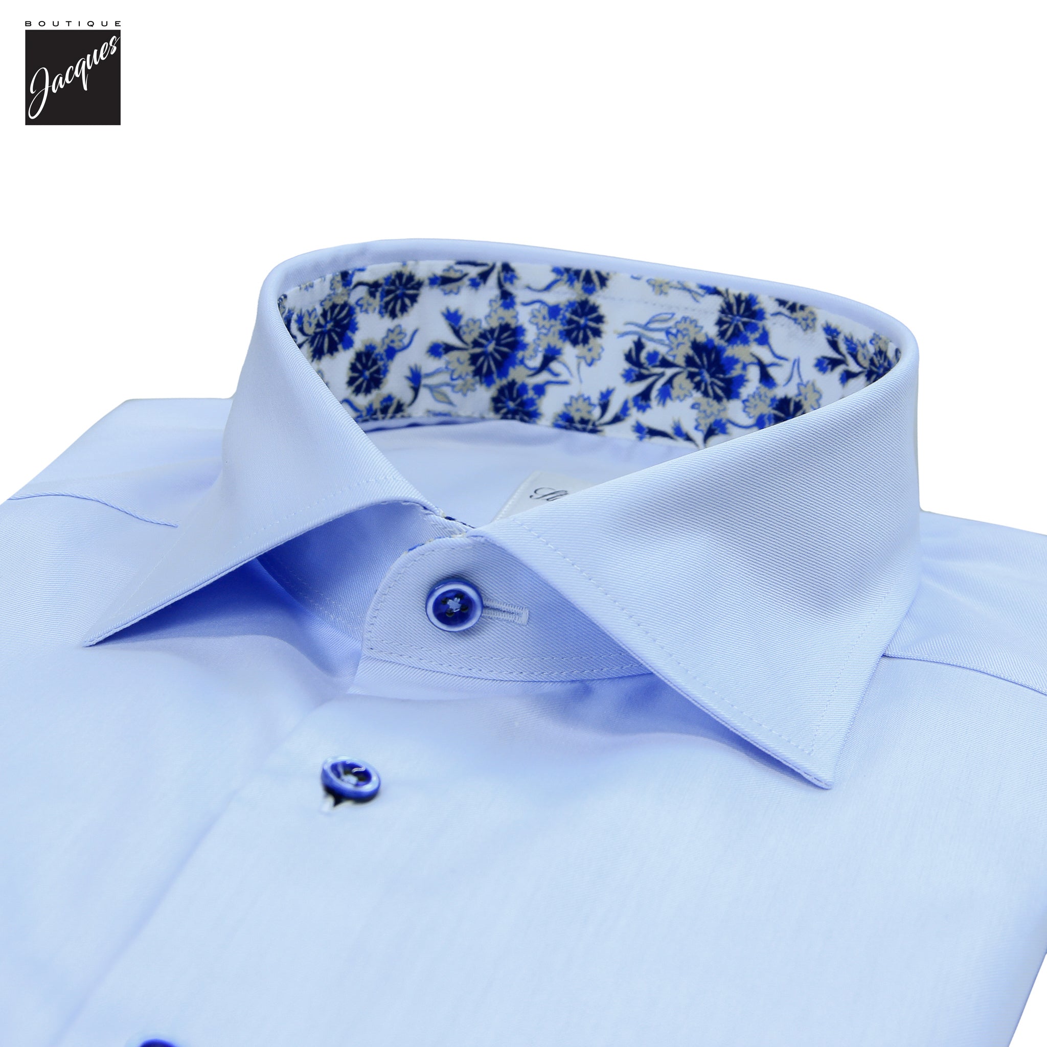 Light Blue Twill Slimline Shirt w/ Contrast - Stenströms - Boutique Jacques International