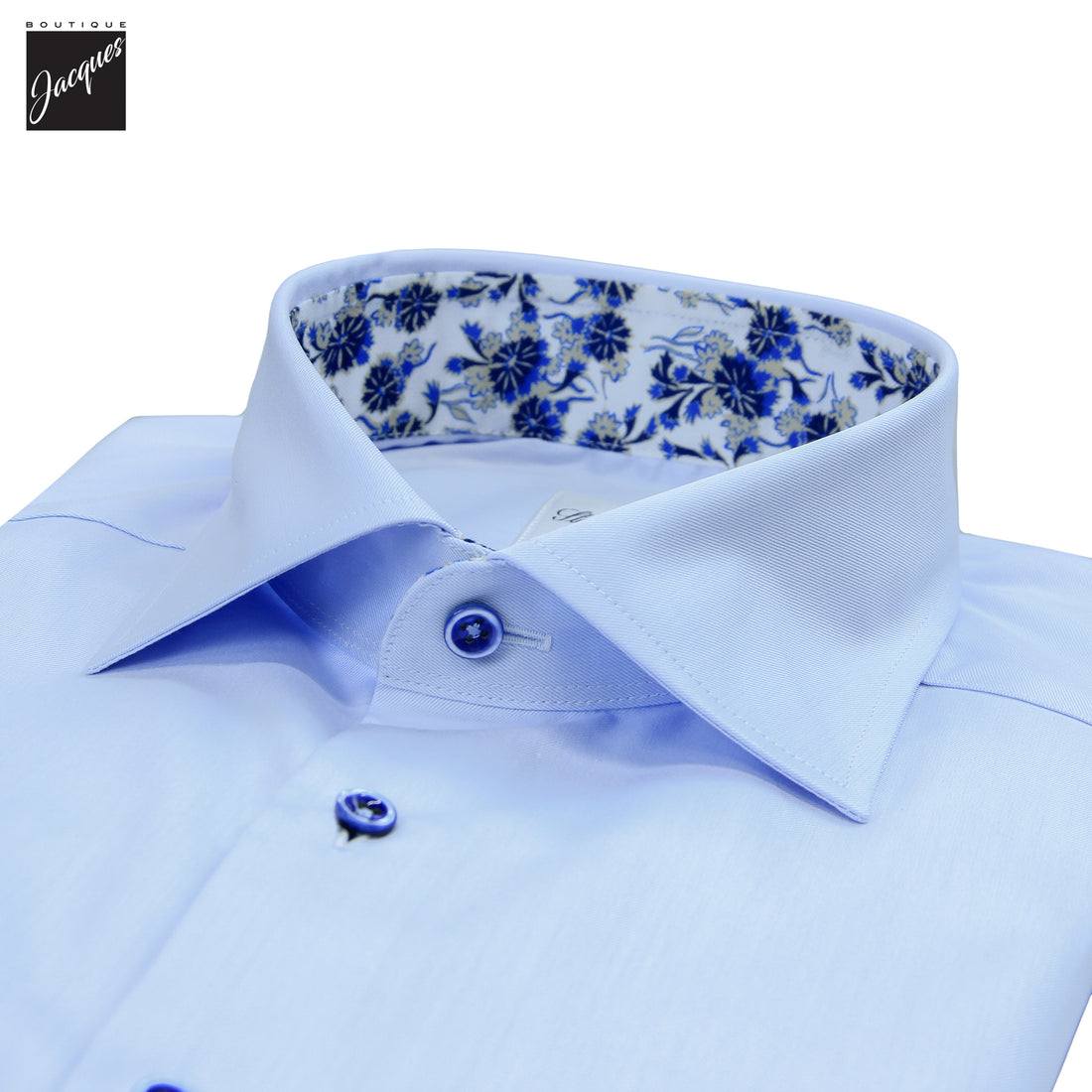 Light Blue Twill Slimline Shirt w/ Contrast - Stenströms - Boutique Jacques International