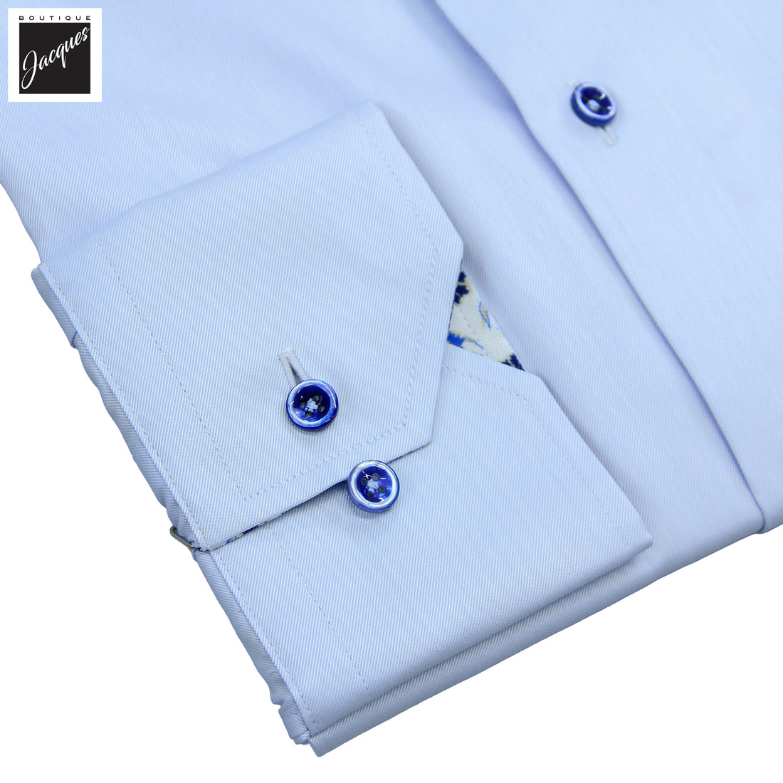 Light Blue Twill Slimline Shirt w/ Contrast - Stenströms - Boutique Jacques International