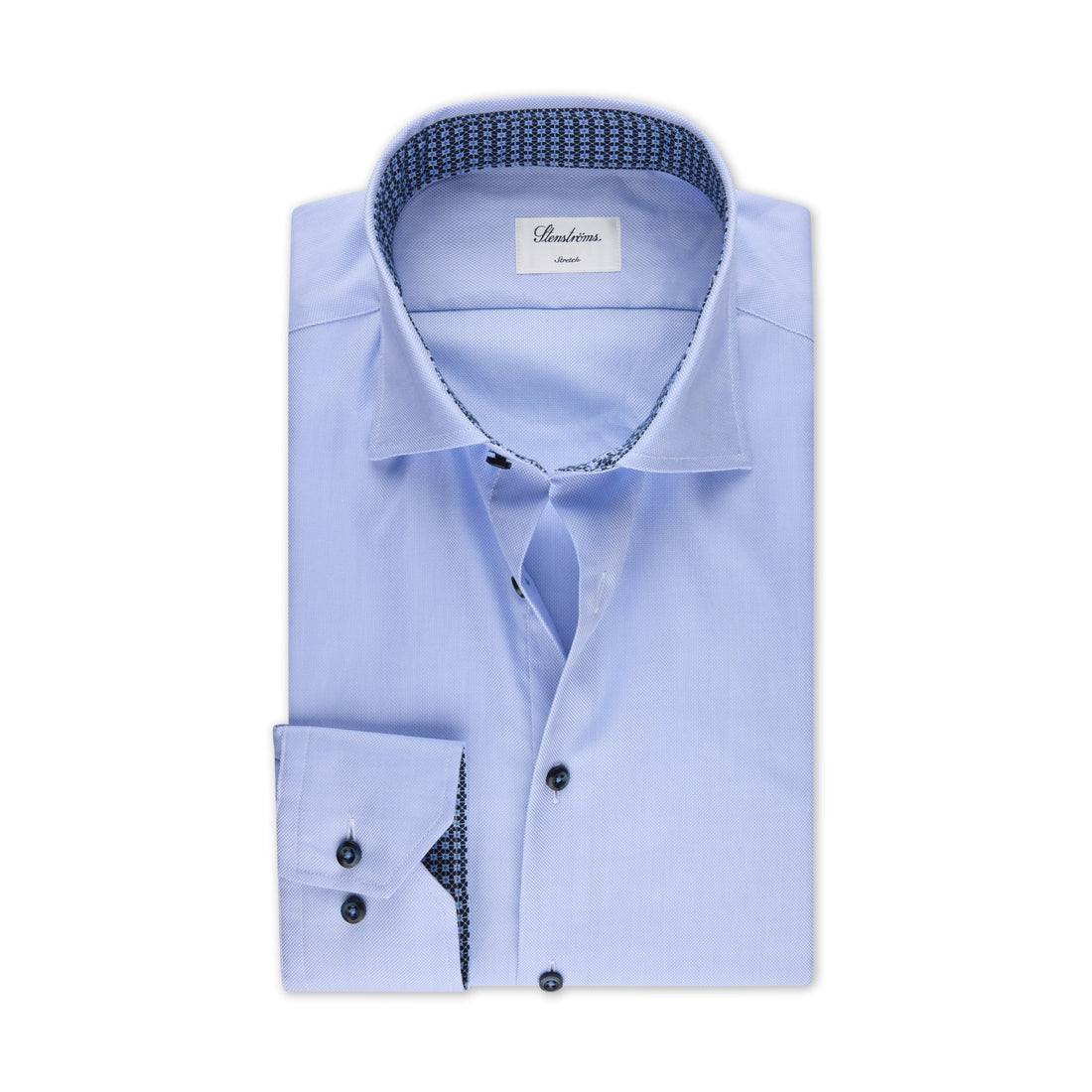 Light Blue Twill Slimline Shirt w/ Contrast - Stenströms