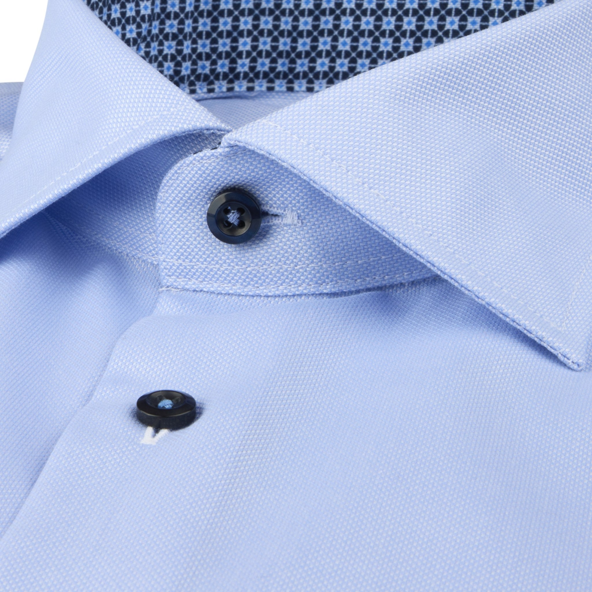Light Blue Twill Slimline Shirt w/ Contrast - Stenströms