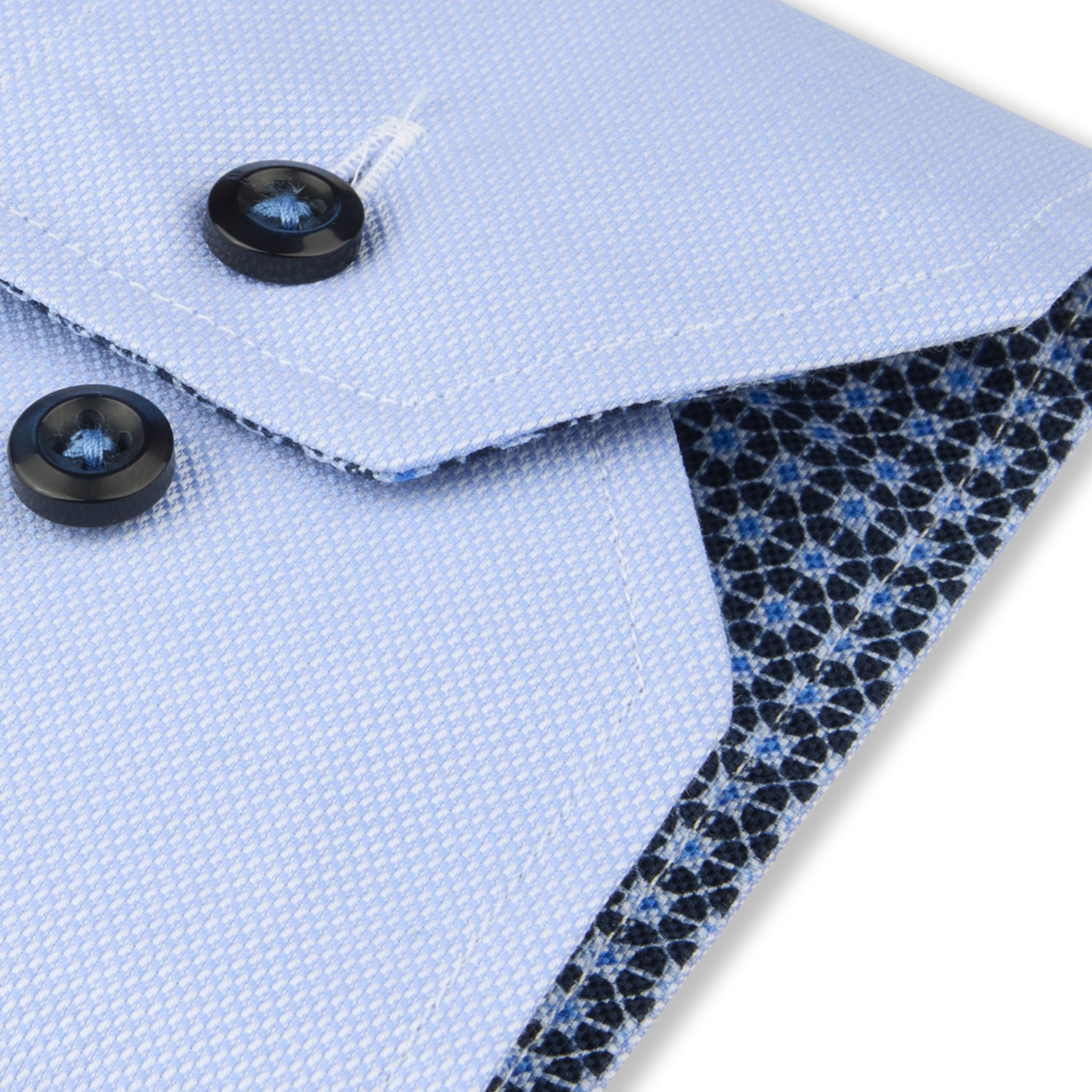Light Blue Twill Slimline Shirt w/ Contrast - Stenströms
