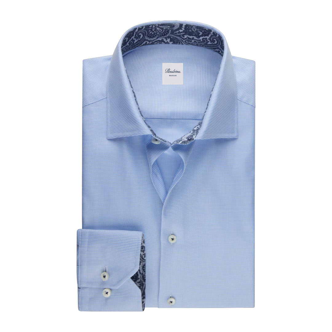 Blue Twill Slimline Shirt w/ Contrast - Stenströms - Boutique Jacques International