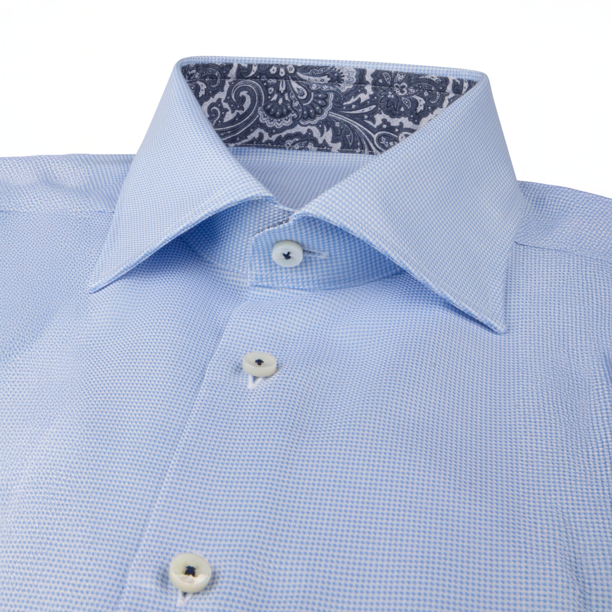 Blue Twill Slimline Shirt w/ Contrast - Stenströms