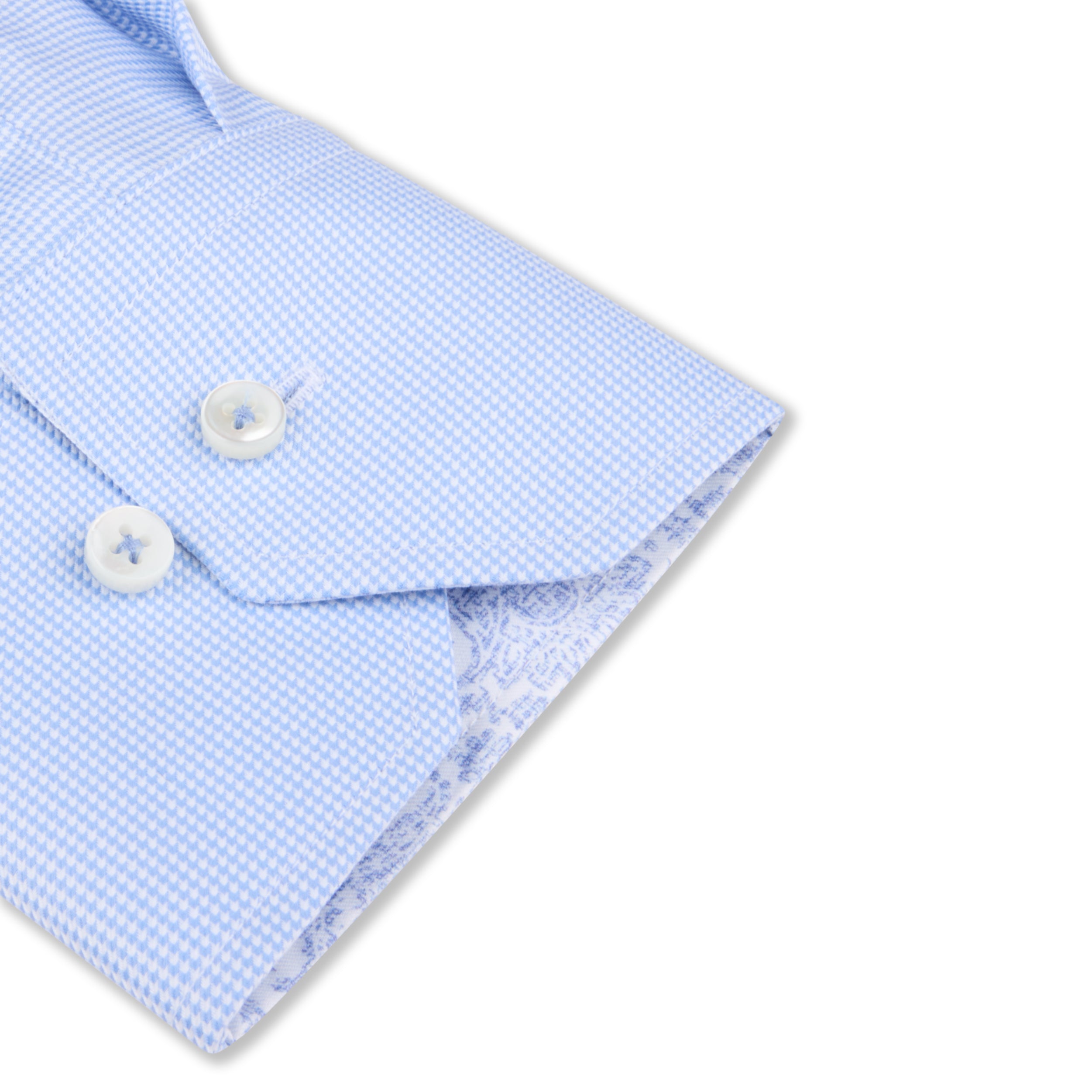 Light blue Twill Slimline Shirt with Paisley Contrast Trims - Stenströms
