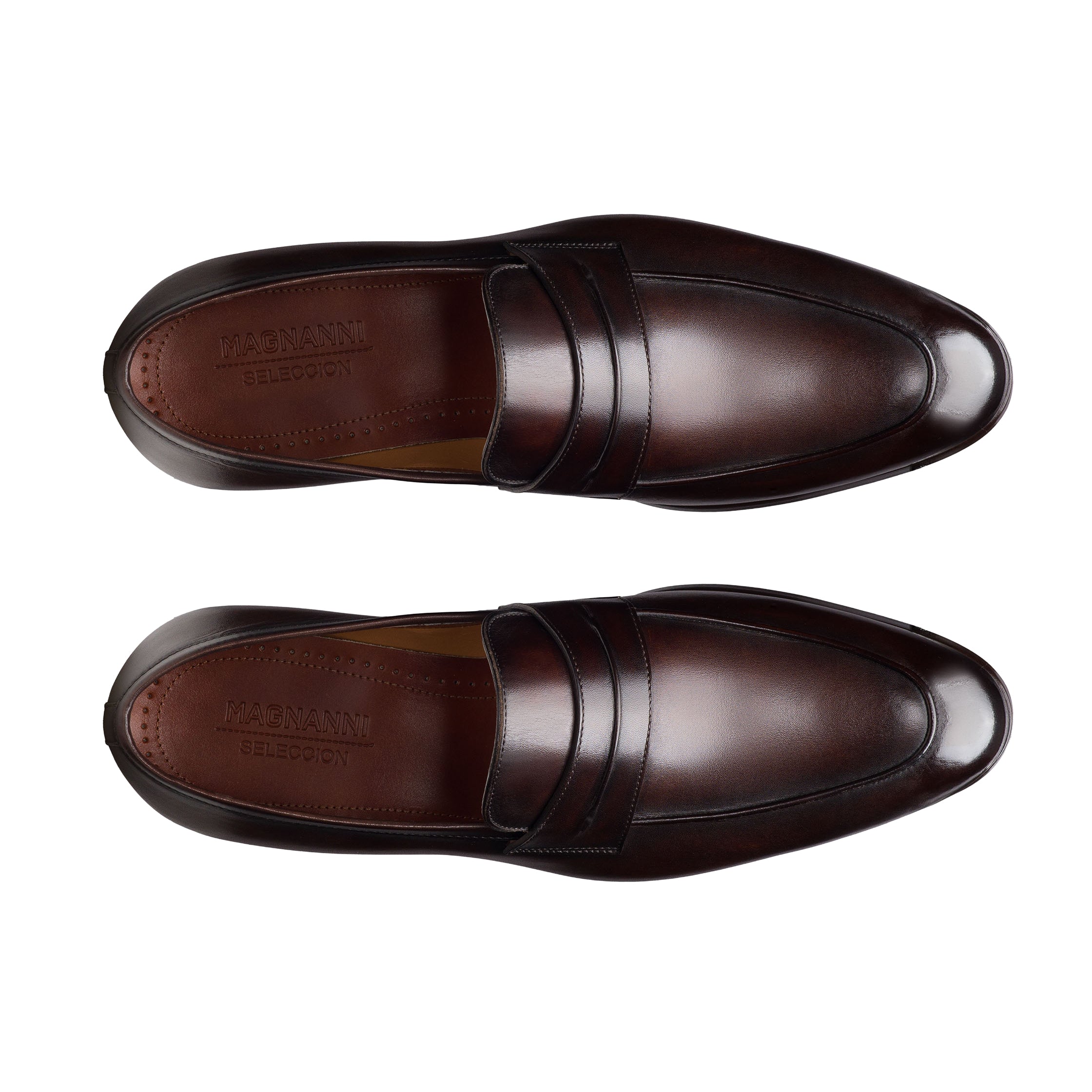 Cognac Brown Leather Marquis Seleccion Penny Loafer Shoes - Magnanni - Boutique Jacques International
