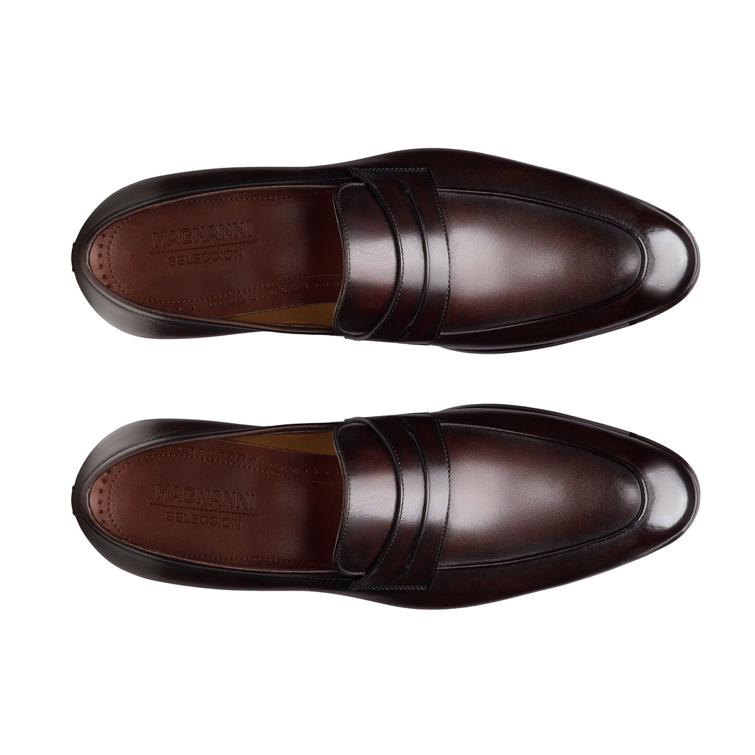 Cognac Brown Leather Marquis Seleccion Penny Loafer Shoes - Magnanni - Boutique Jacques International