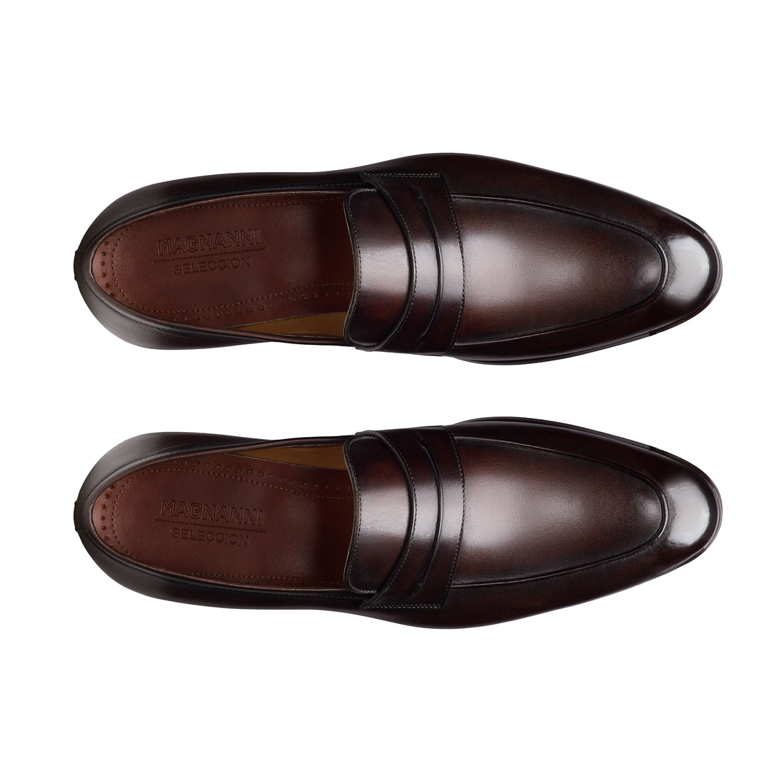 Cognac Brown Leather Marquis Seleccion Penny Loafer Shoes - Magnanni - Boutique Jacques International