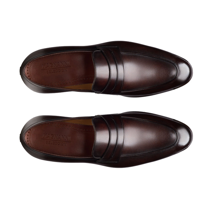 Cognac Brown Leather Marquis Seleccion Penny Loafer Shoes - Magnanni - Boutique Jacques International