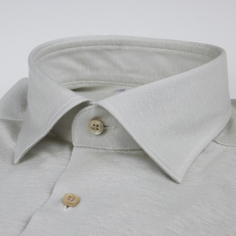 Casual Light Beige Linen Jersey Stretch Shirt - Stenströms