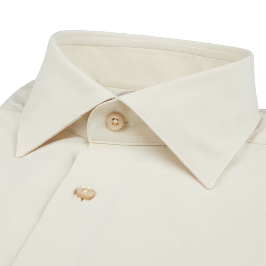 Casual Beige Jersey Stretch Slimline Shirt - Stenströms