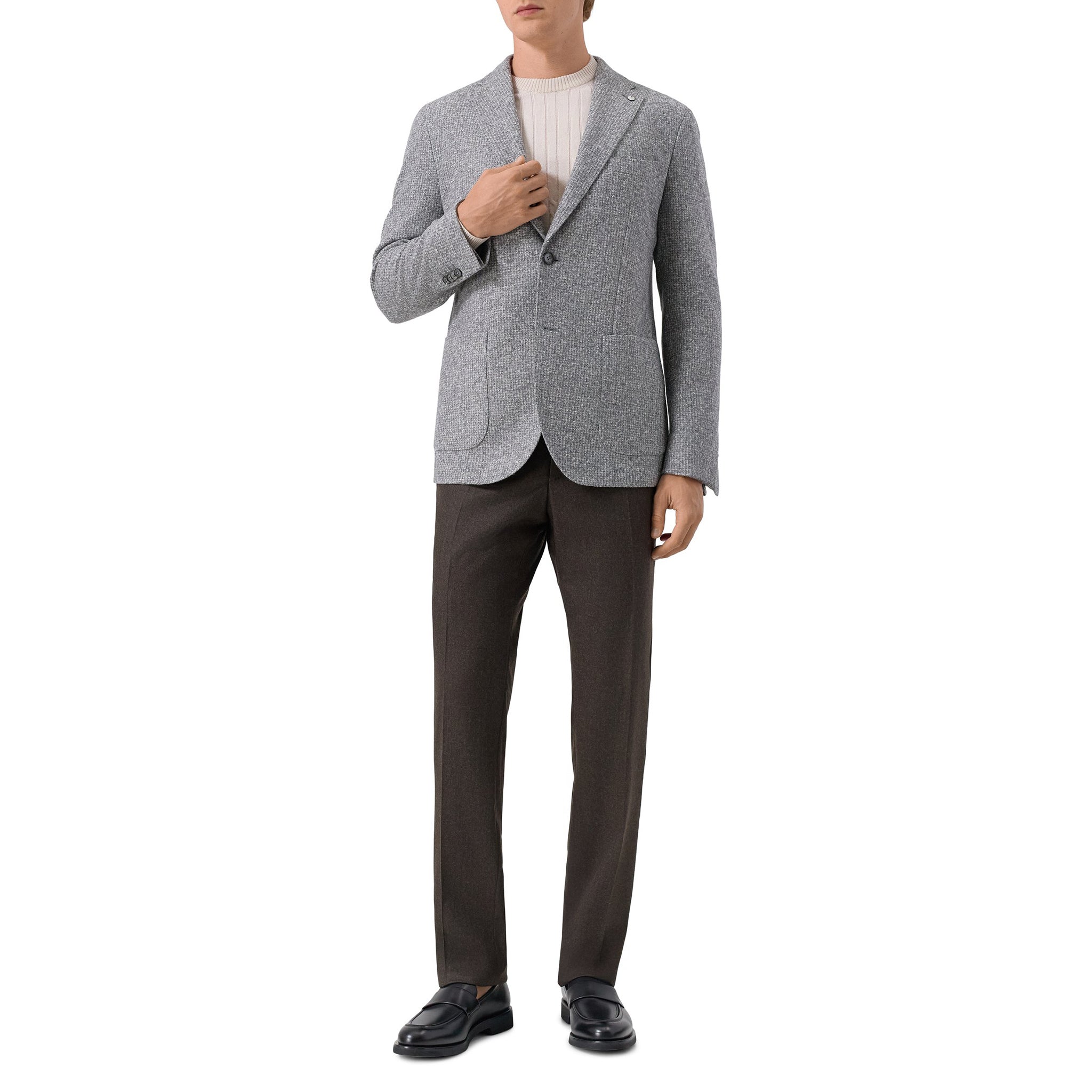 Gray Mélange Wool Jersey Unconstructed Contemporary Sport Jacket - L.B.M. 1911