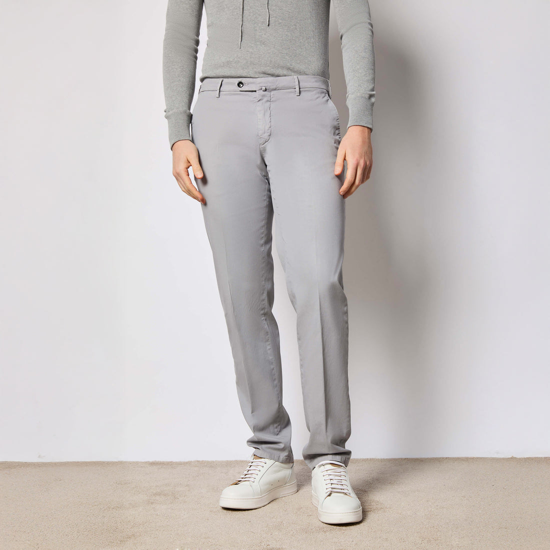 Gray Garment-Dyed Cotton-Stretch Modern Fit Elton Dress Pant - L.B.M. 1911