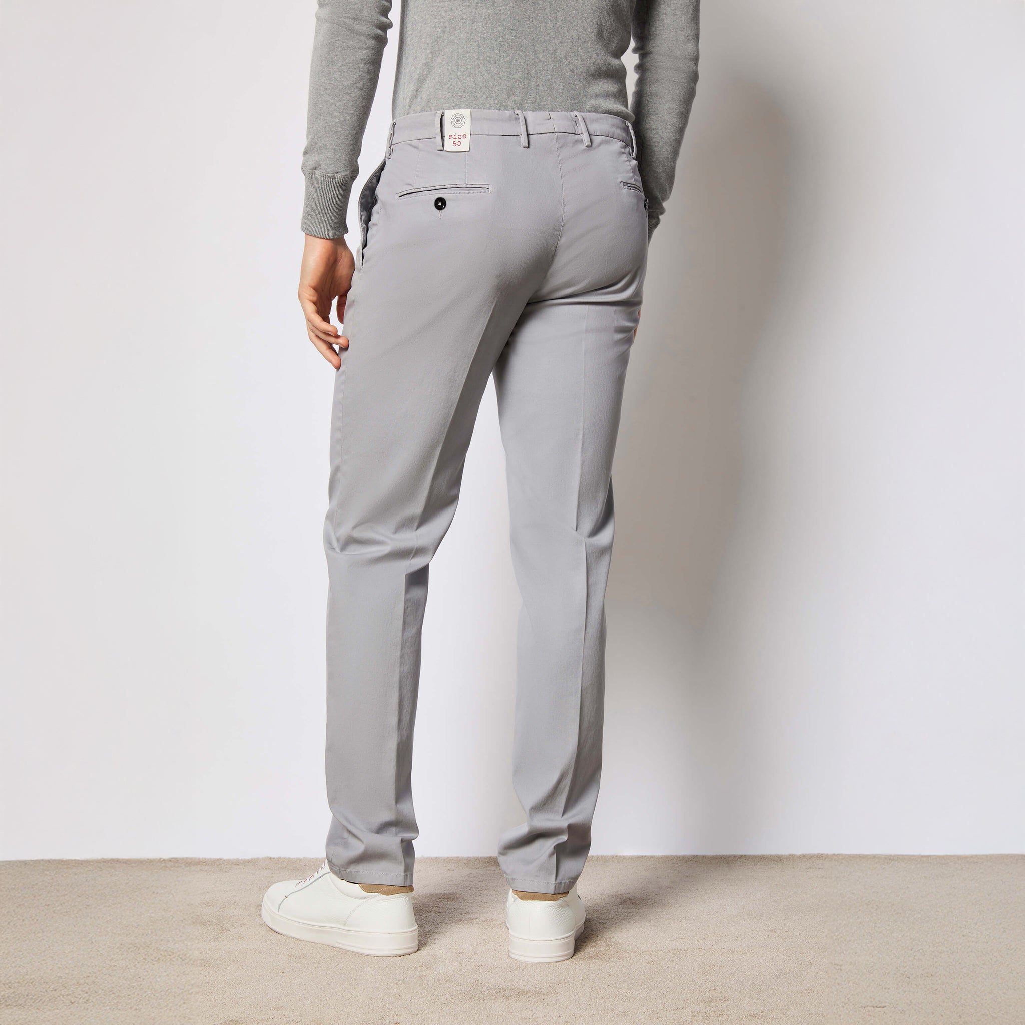 Gray Garment-Dyed Cotton-Stretch Modern Fit Elton Dress Pant - L.B.M. 1911