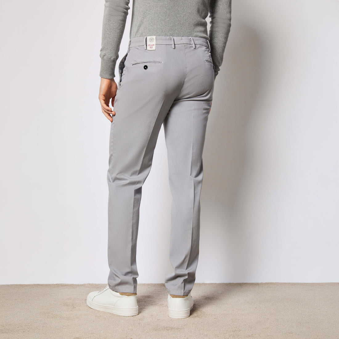 Gray Garment-Dyed Cotton-Stretch Modern Fit Elton Dress Pant - L.B.M. 1911