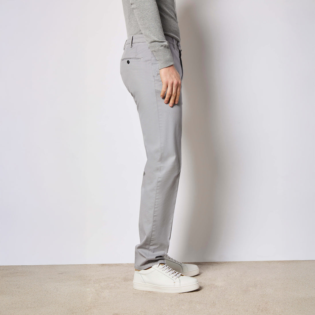 Gray Garment-Dyed Cotton-Stretch Modern Fit Elton Dress Pant - L.B.M. 1911