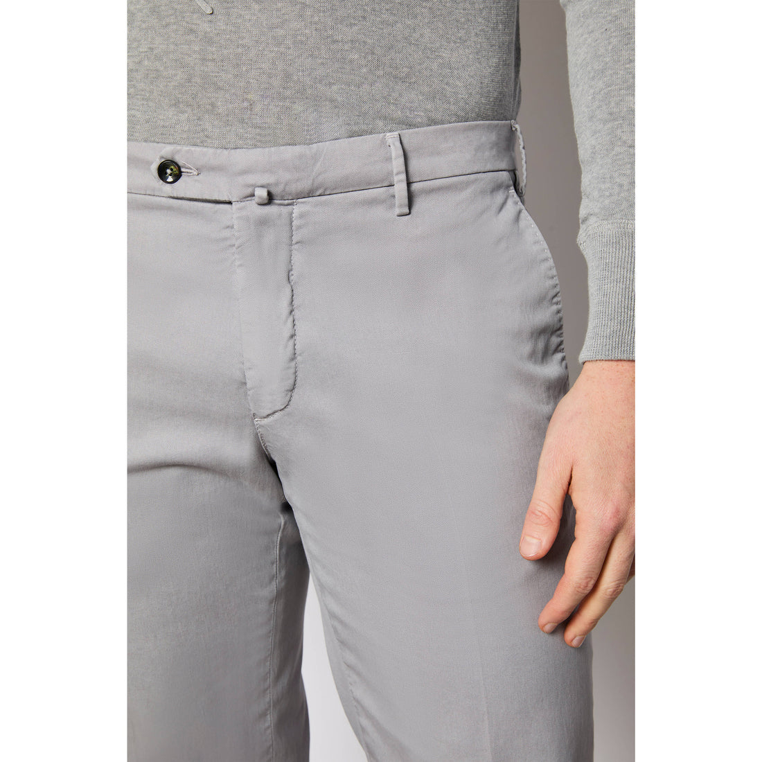 Gray Garment-Dyed Cotton-Stretch Modern Fit Elton Dress Pant - L.B.M. 1911