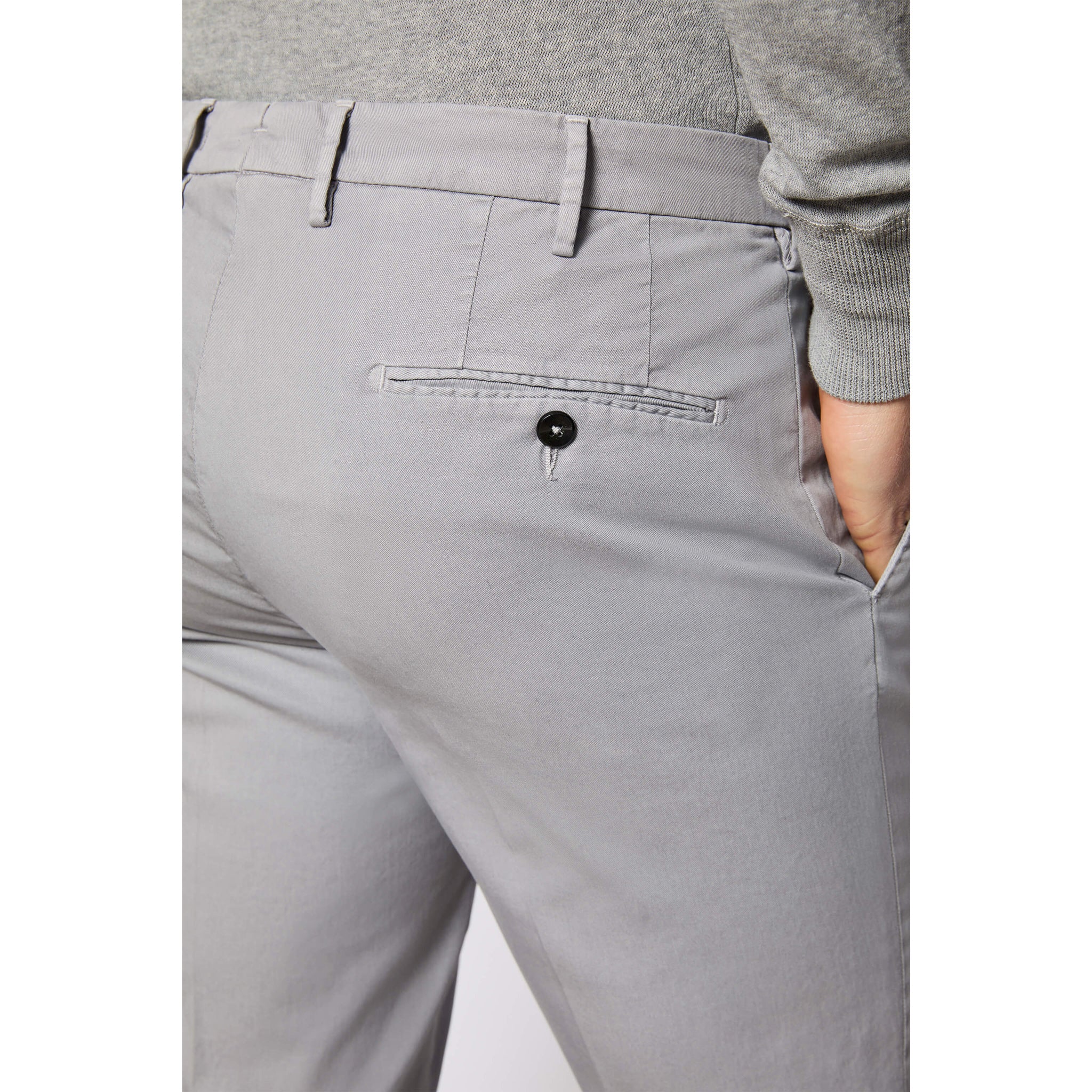 Gray Garment-Dyed Cotton-Stretch Modern Fit Elton Dress Pant - L.B.M. 1911