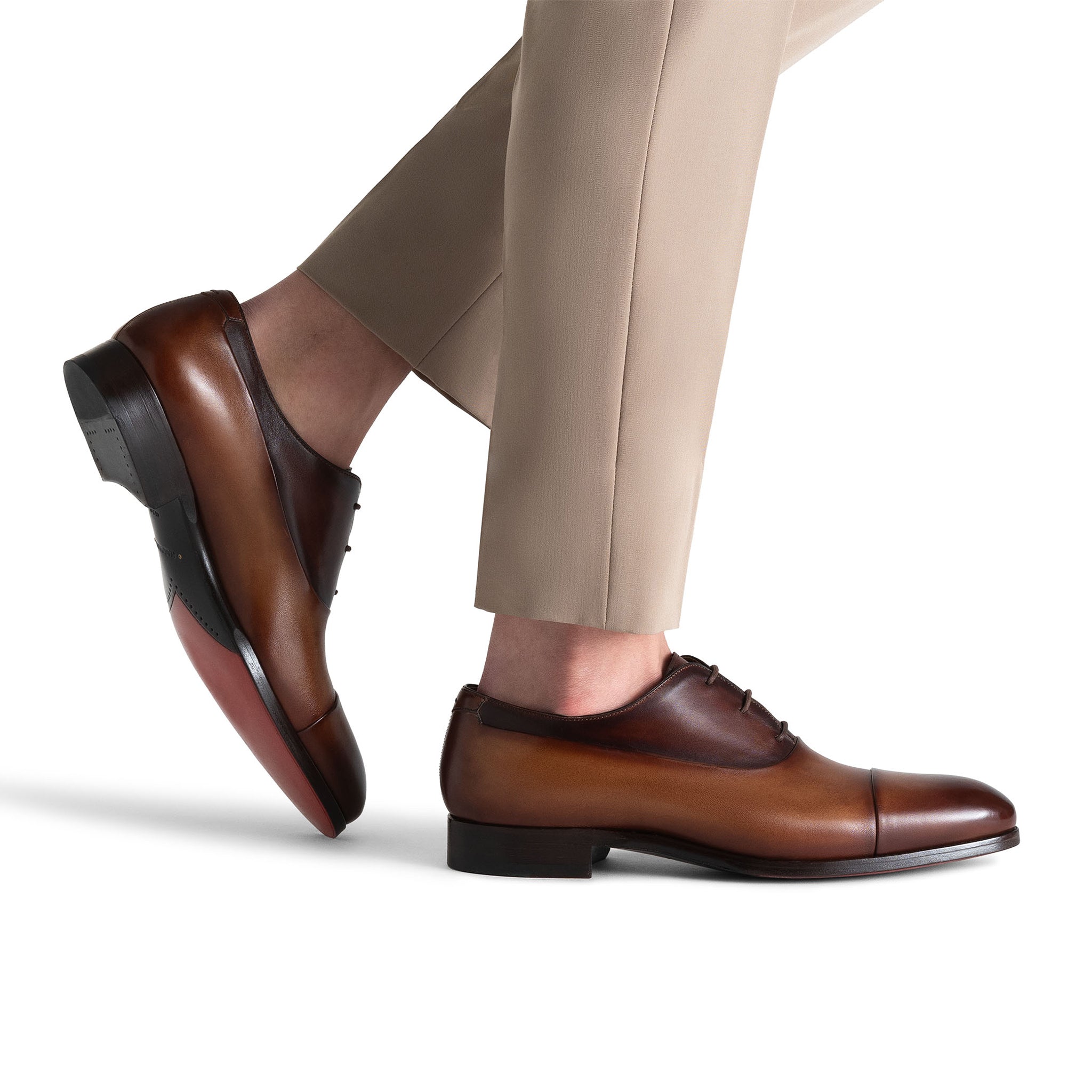 Tabacco Brown Leather Duke Seleccion Cap Toe Oxford Shoes - Magnanni - Boutique Jacques International