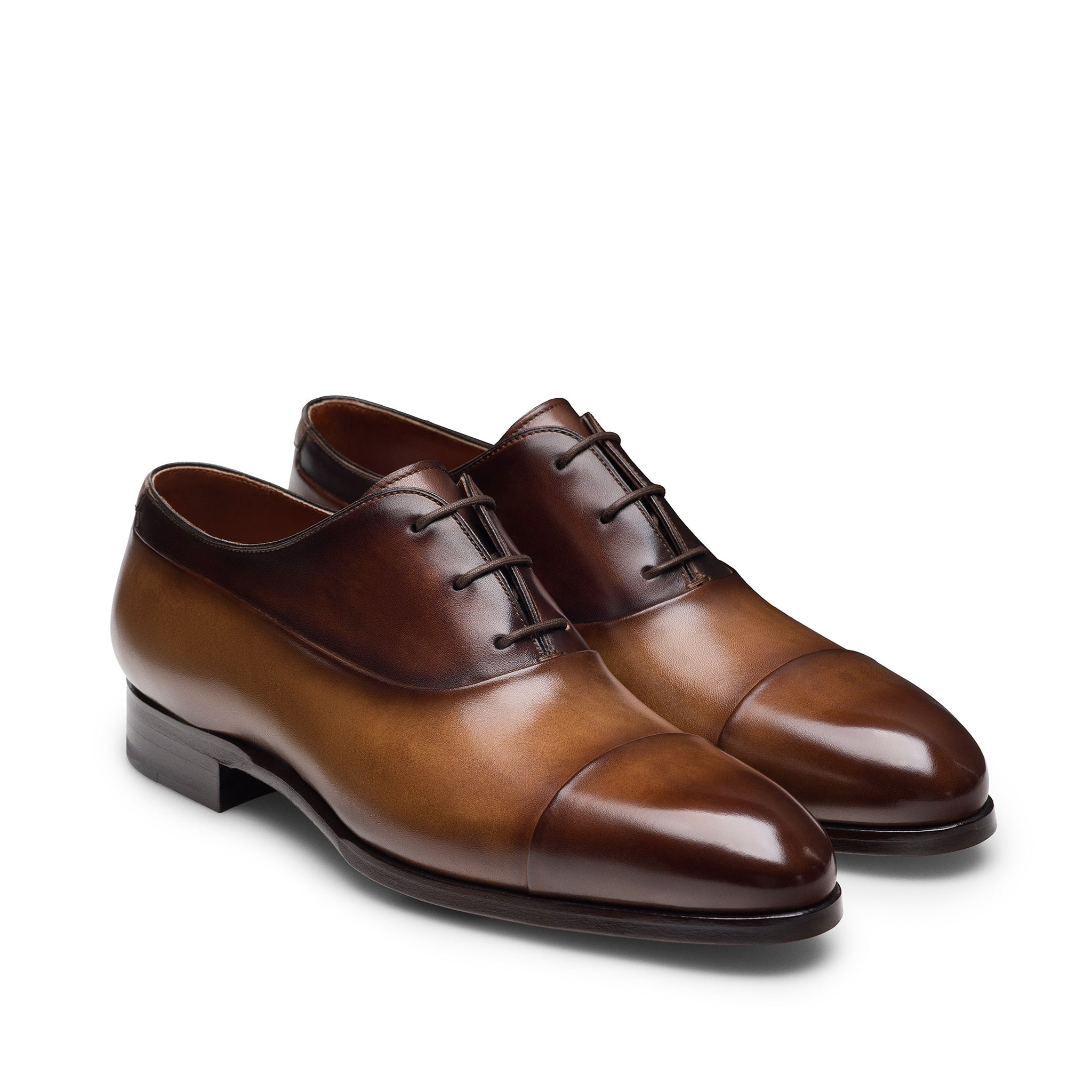 Tabacco Brown Leather Duke Seleccion Cap Toe Oxford Shoes - Magnanni - Boutique Jacques International