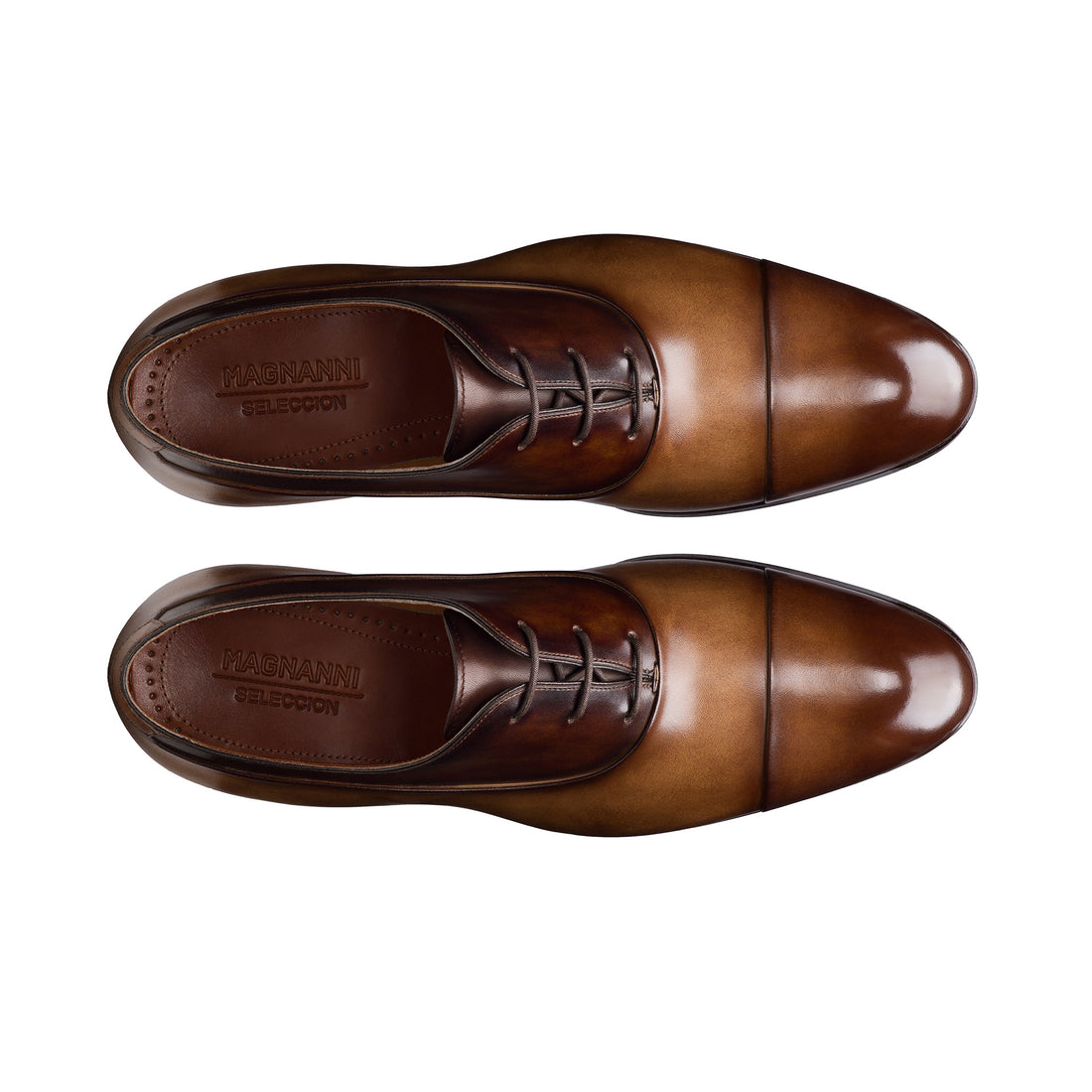 Tabacco Brown Leather Duke Seleccion Cap Toe Oxford Shoes - Magnanni - Boutique Jacques International