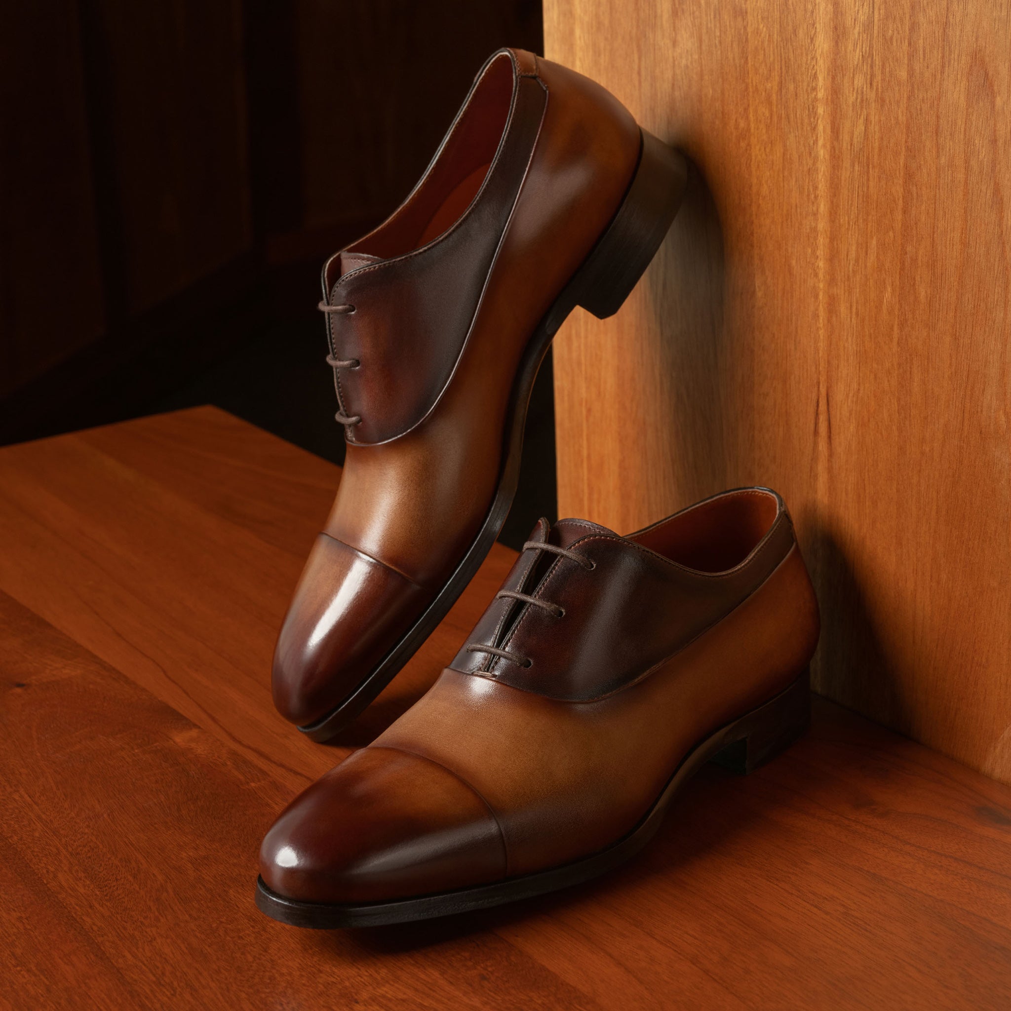 Tabacco Brown Leather Duke Seleccion Cap Toe Oxford Shoes - Magnanni - Boutique Jacques International
