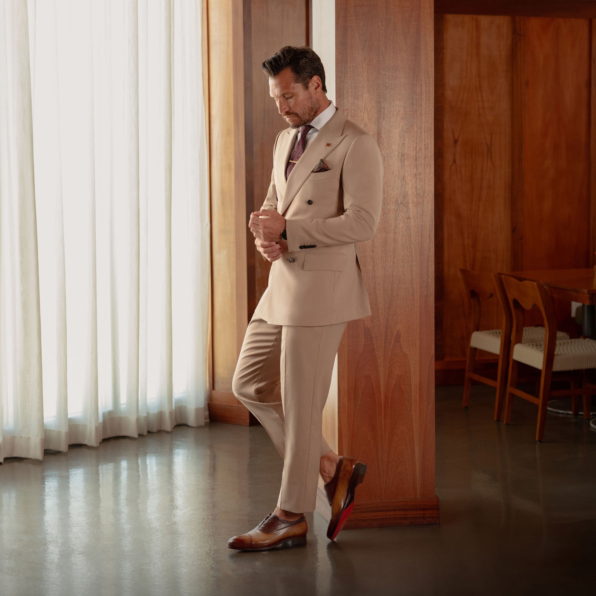 Tabacco Brown Leather Duke Seleccion Cap Toe Oxford Shoes - Magnanni - Boutique Jacques International