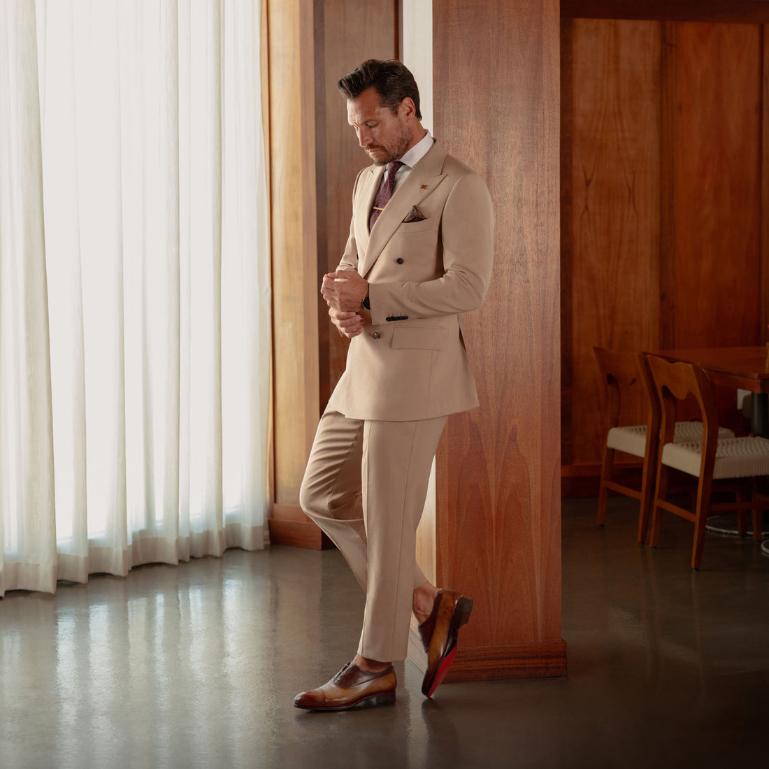 Tabacco Brown Leather Duke Seleccion Cap Toe Oxford Shoes - Magnanni - Boutique Jacques International