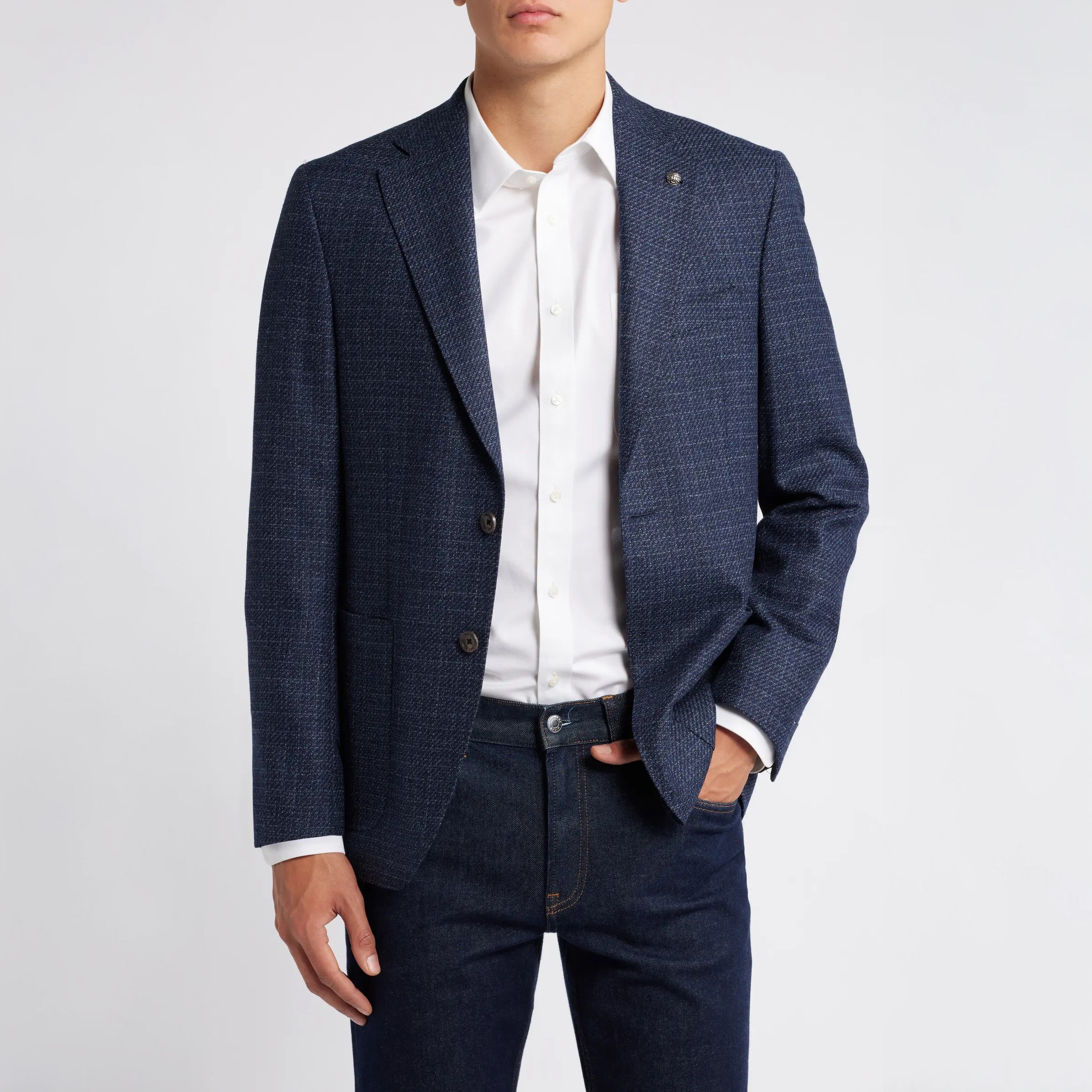 Blue Mélange Morton Contemporary Fit Wool Sport Jacket - Jack Victor