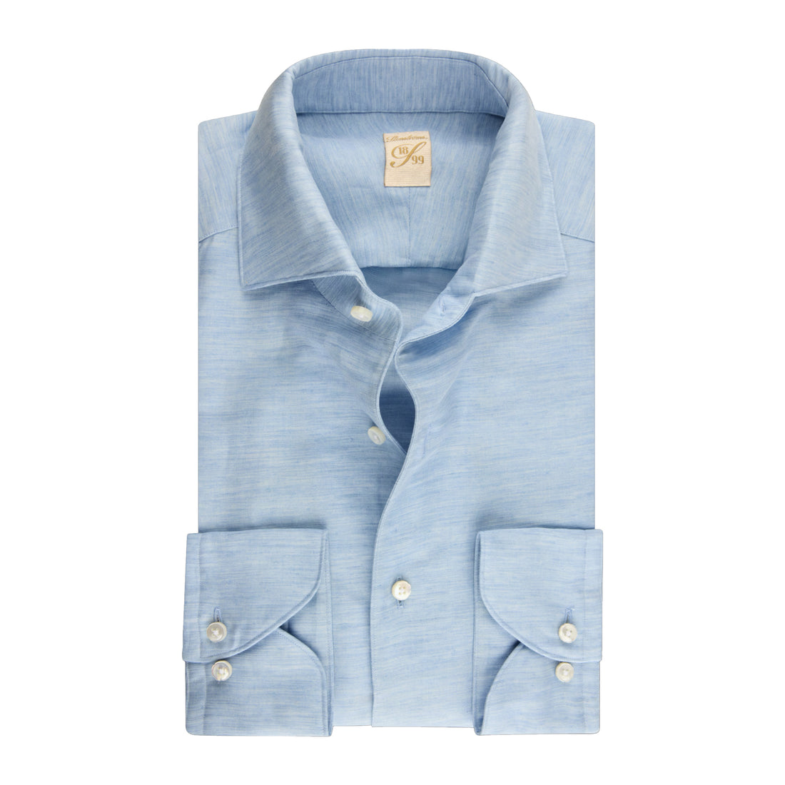 Light Blue Linen-Lyocell 1899 Slim Dress Shirt - Stenströms