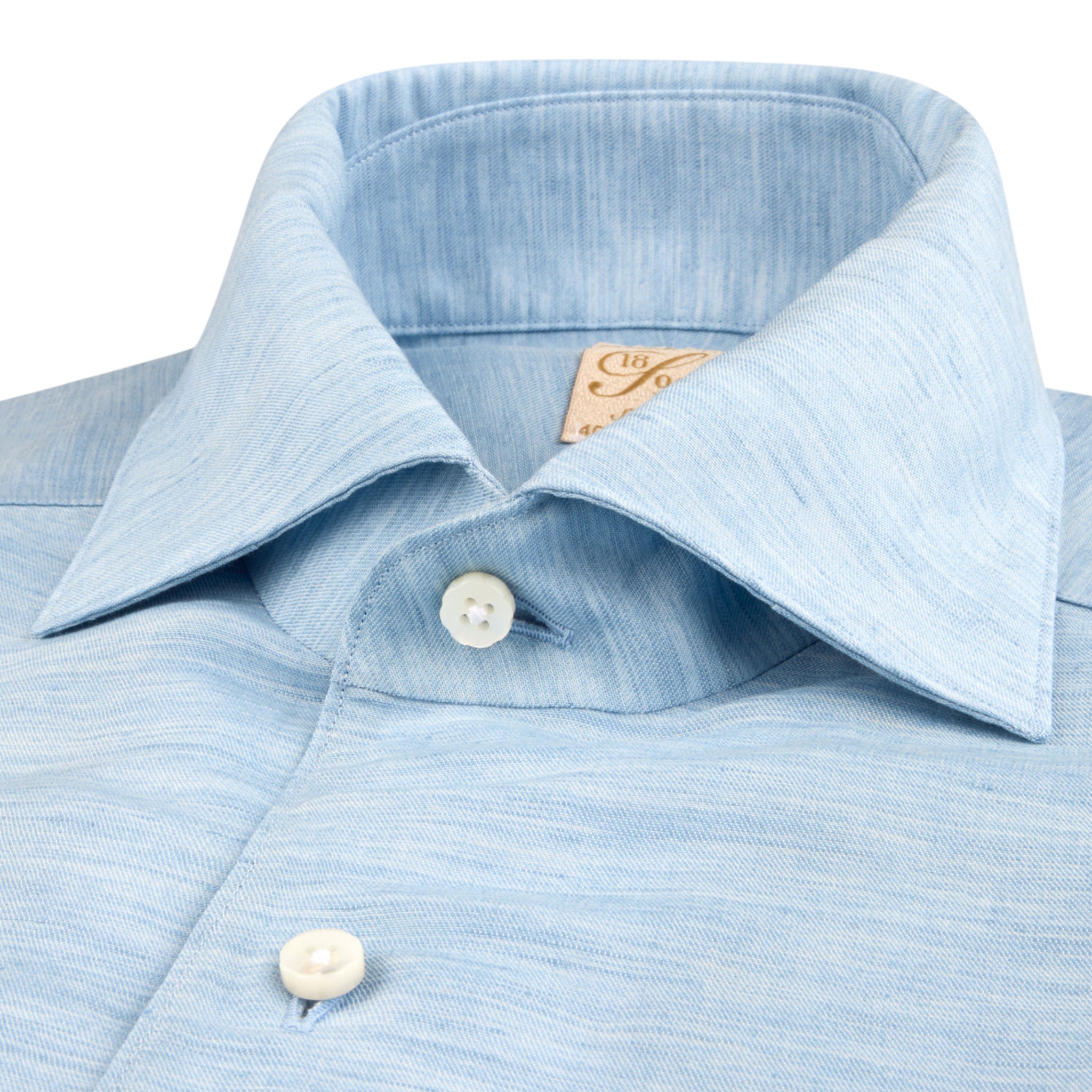 Light Blue Linen-Lyocell 1899 Slim Dress Shirt - Stenströms