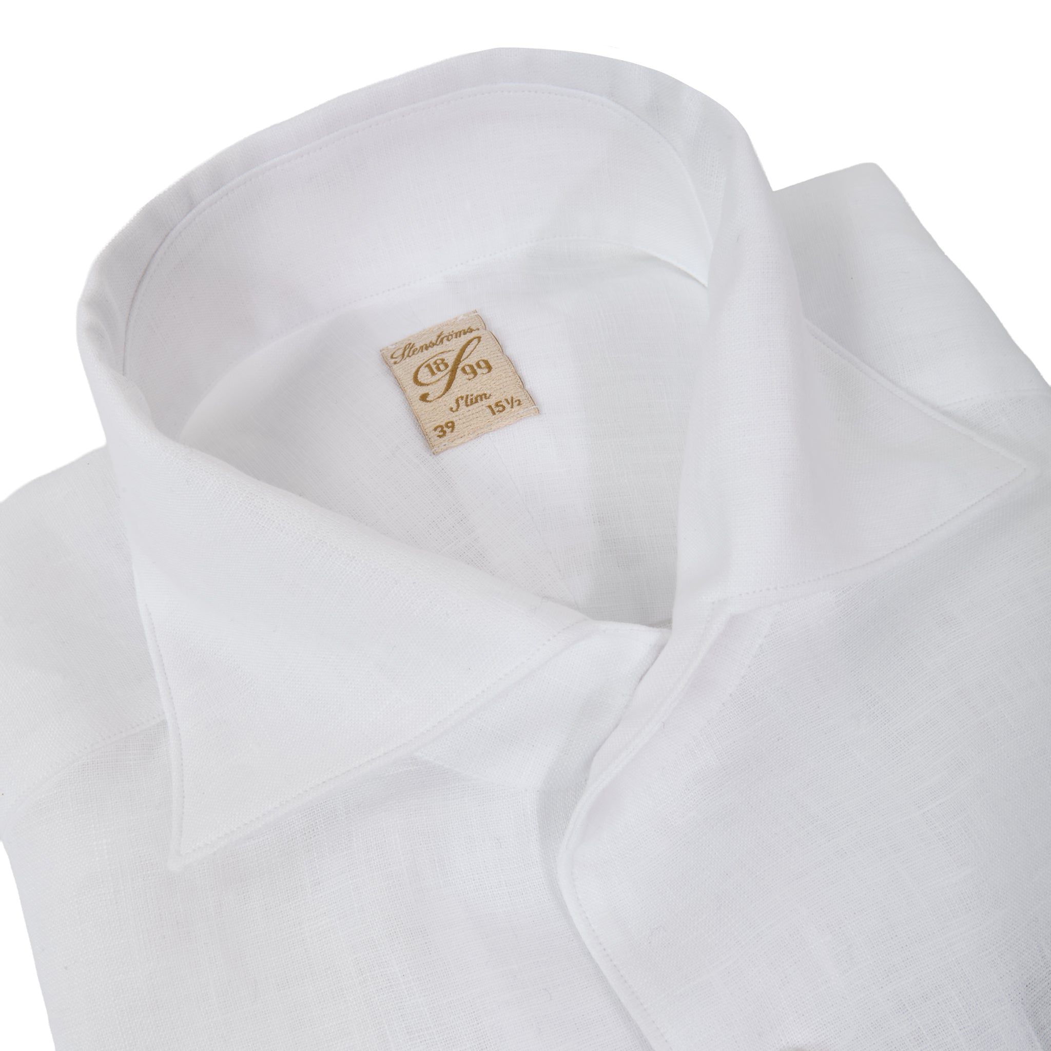 White Linen One-Piece Collar 1899 Slim Fit Dress Shirt - Stenströms - Boutique Jacques International