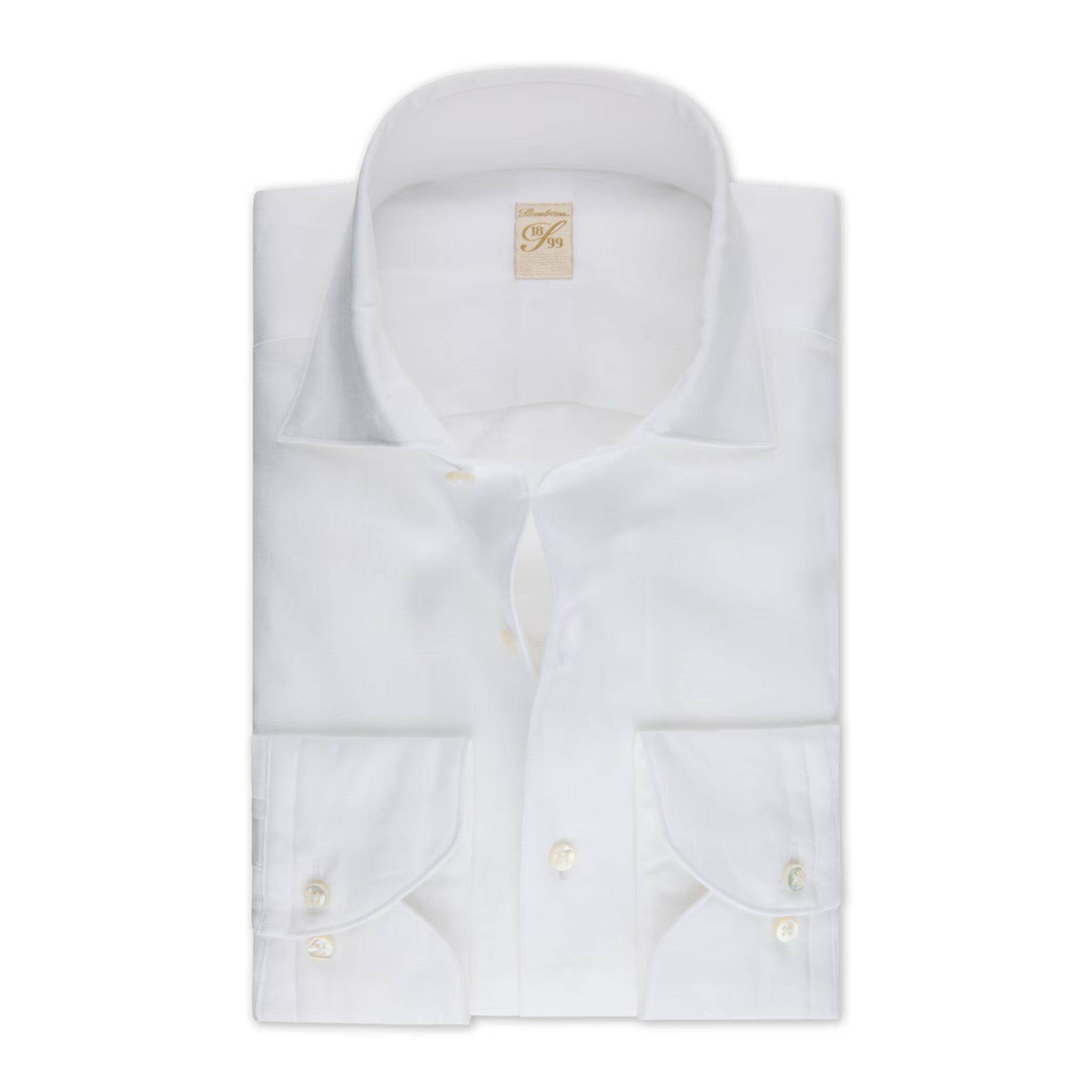 White Linen One-Piece Collar 1899 Slim Fit Dress Shirt - Stenströms - Boutique Jacques International