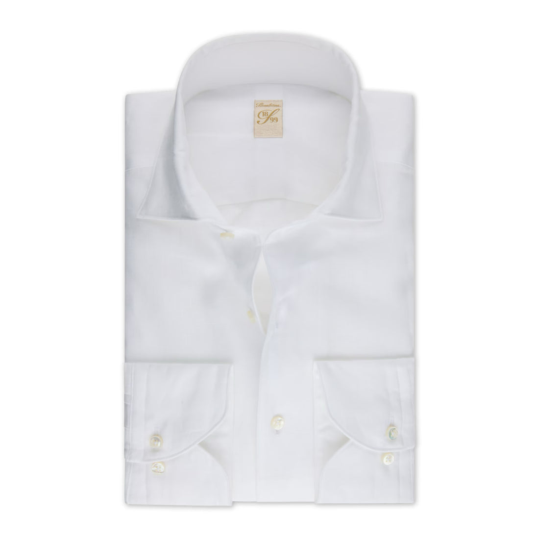 White Linen One-Piece Collar 1899 Slim Fit Dress Shirt - Stenströms - Boutique Jacques International