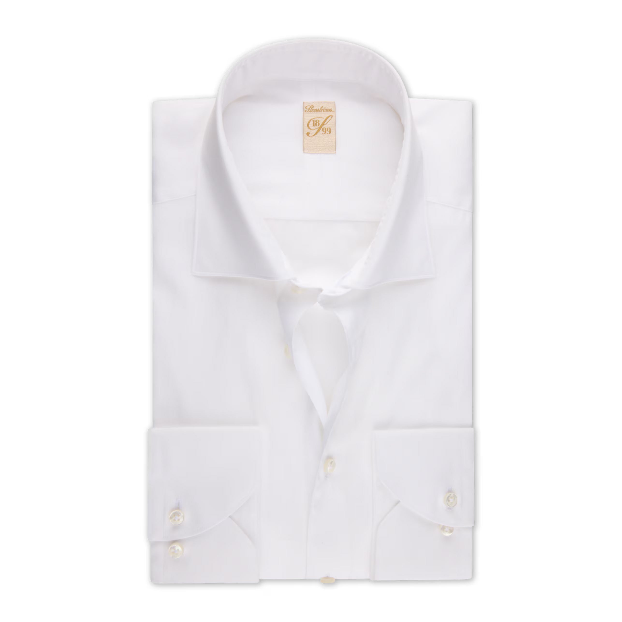 White Cotton-Silk 1899 Slim Fit Dress Shirt - Stenströms