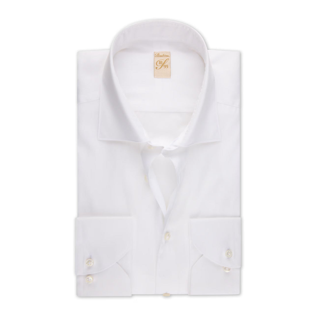 White Cotton-Silk 1899 Slim Fit Dress Shirt - Stenströms