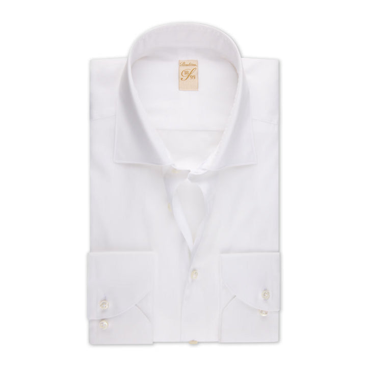 White Cotton-Silk 1899 Slim Fit Dress Shirt - Stenströms