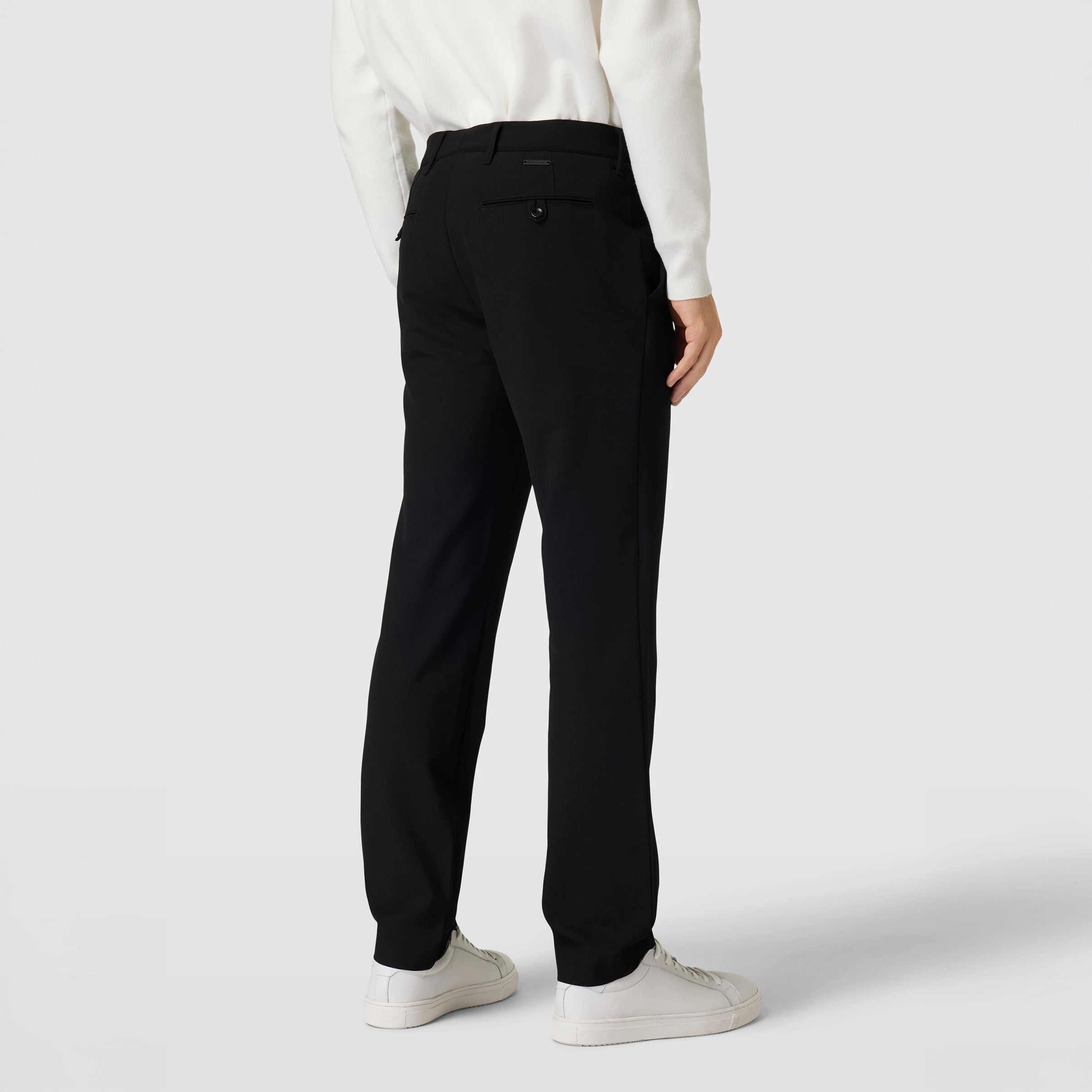 Black Ceramica technical-stretch slim fit flat-front dress pants by Alberto