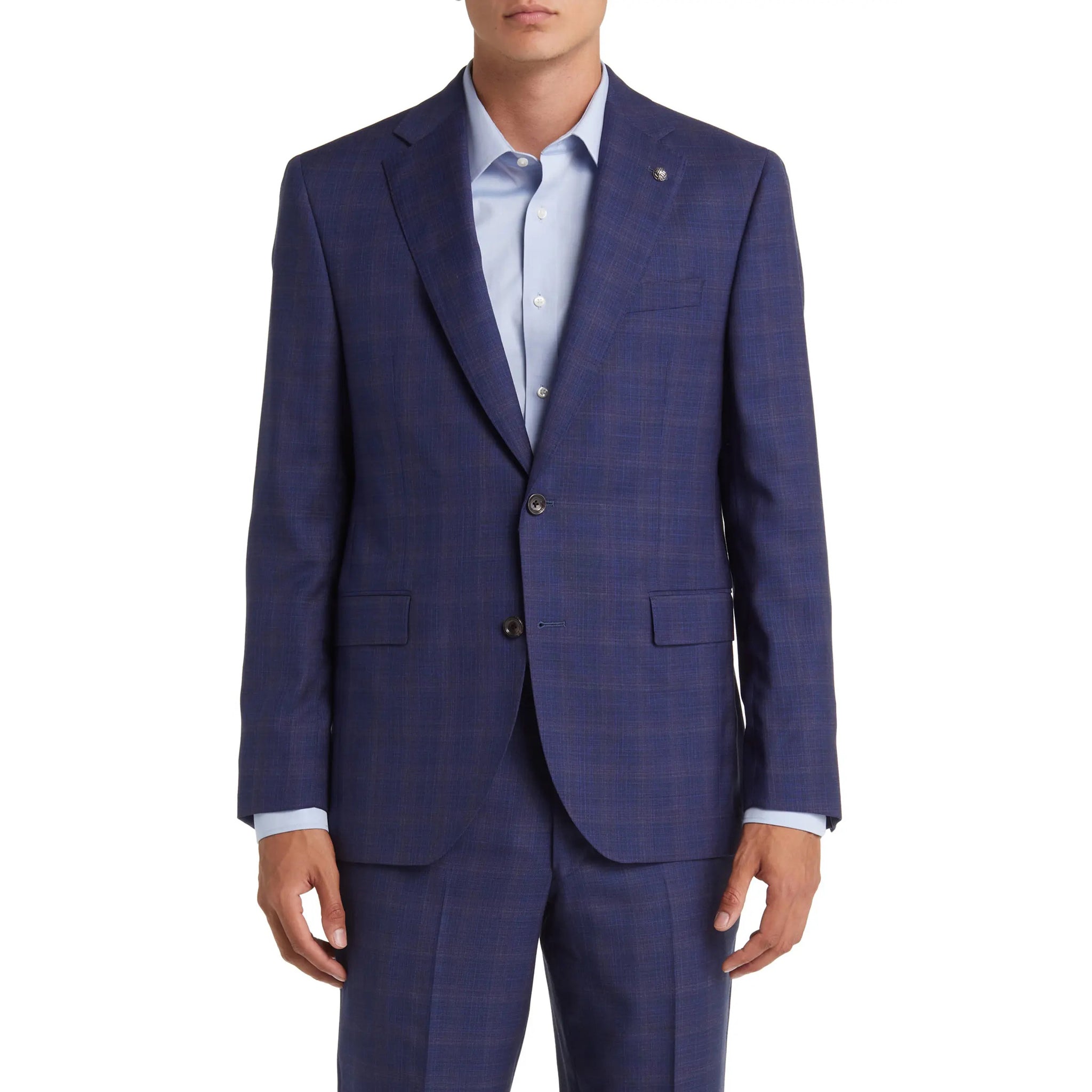 Blue Check Esprit Modern Fit Loro Piana Wool Suit - Jack Victor